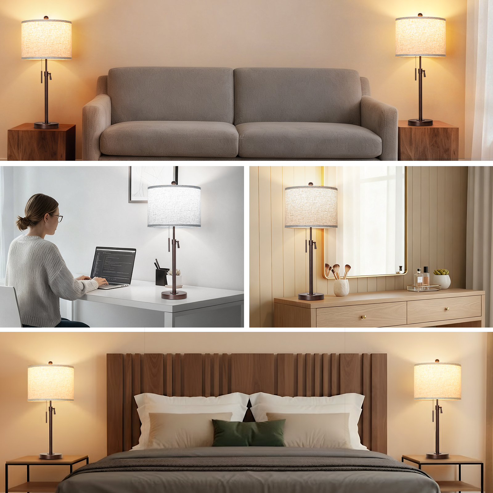 Marble Lift Function Table Lamp 30in-2Pack