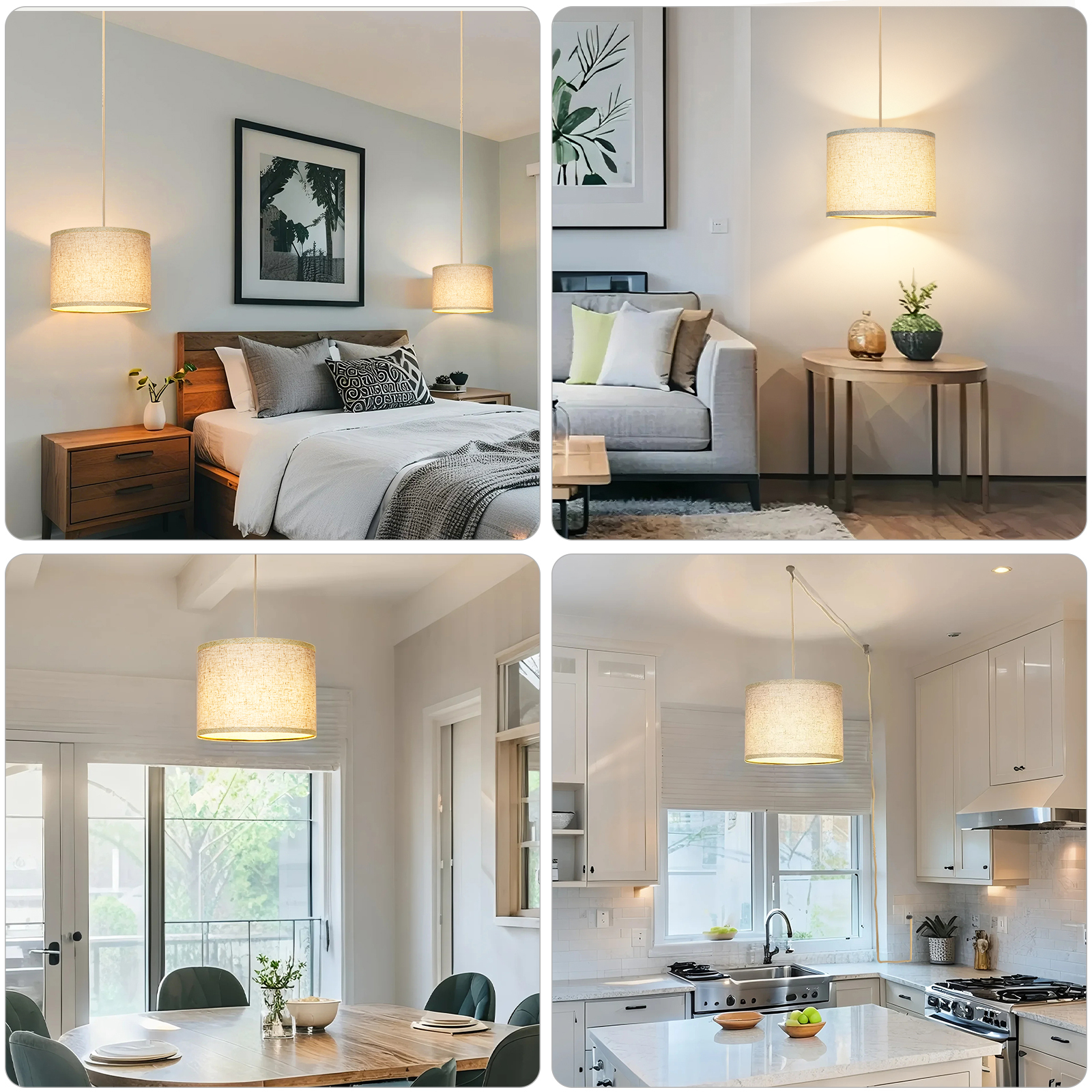 Plug in Pendant Light, 3 Way Bulb, 14ft Cord, On/Off Switch