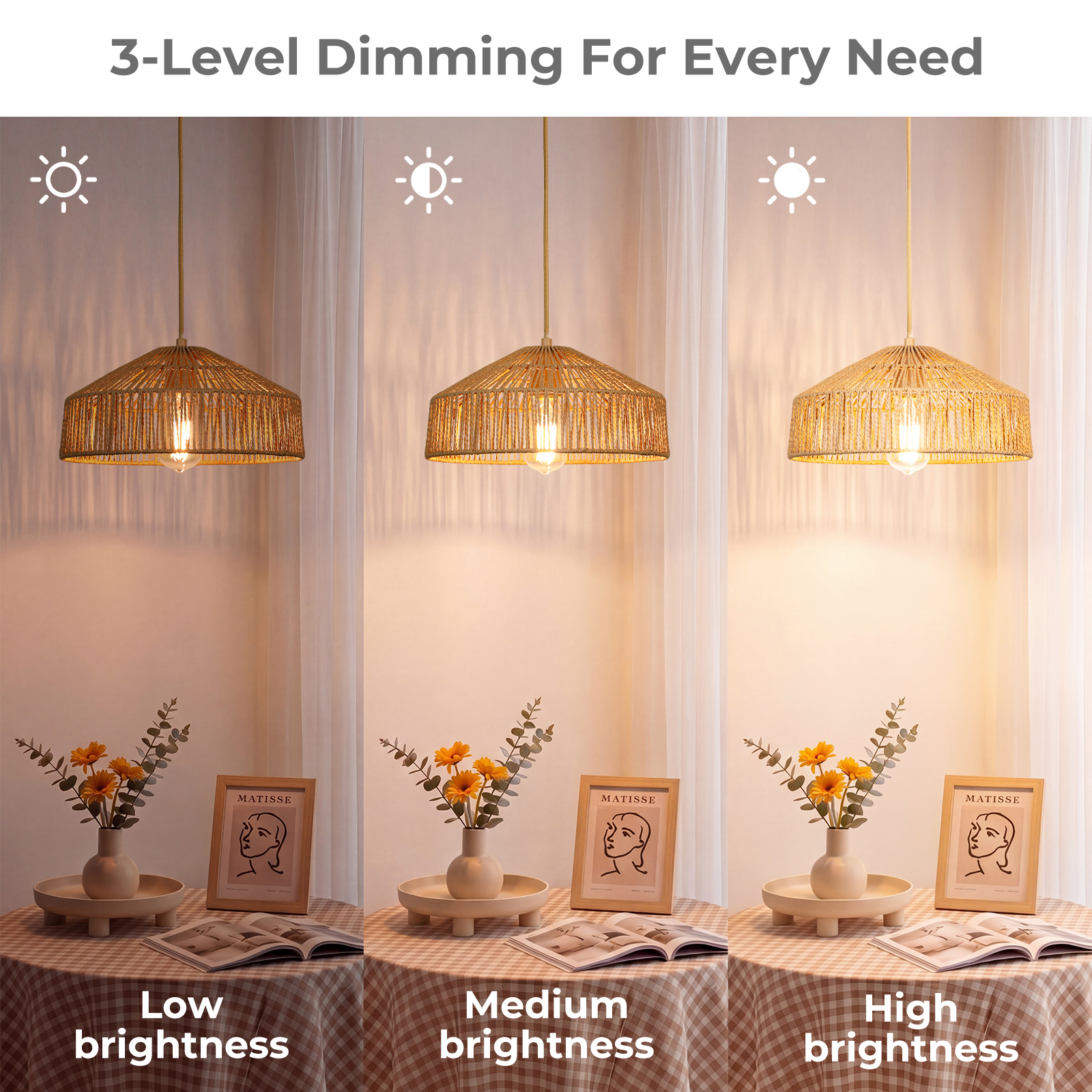 Rattan lampshade hanging lamp