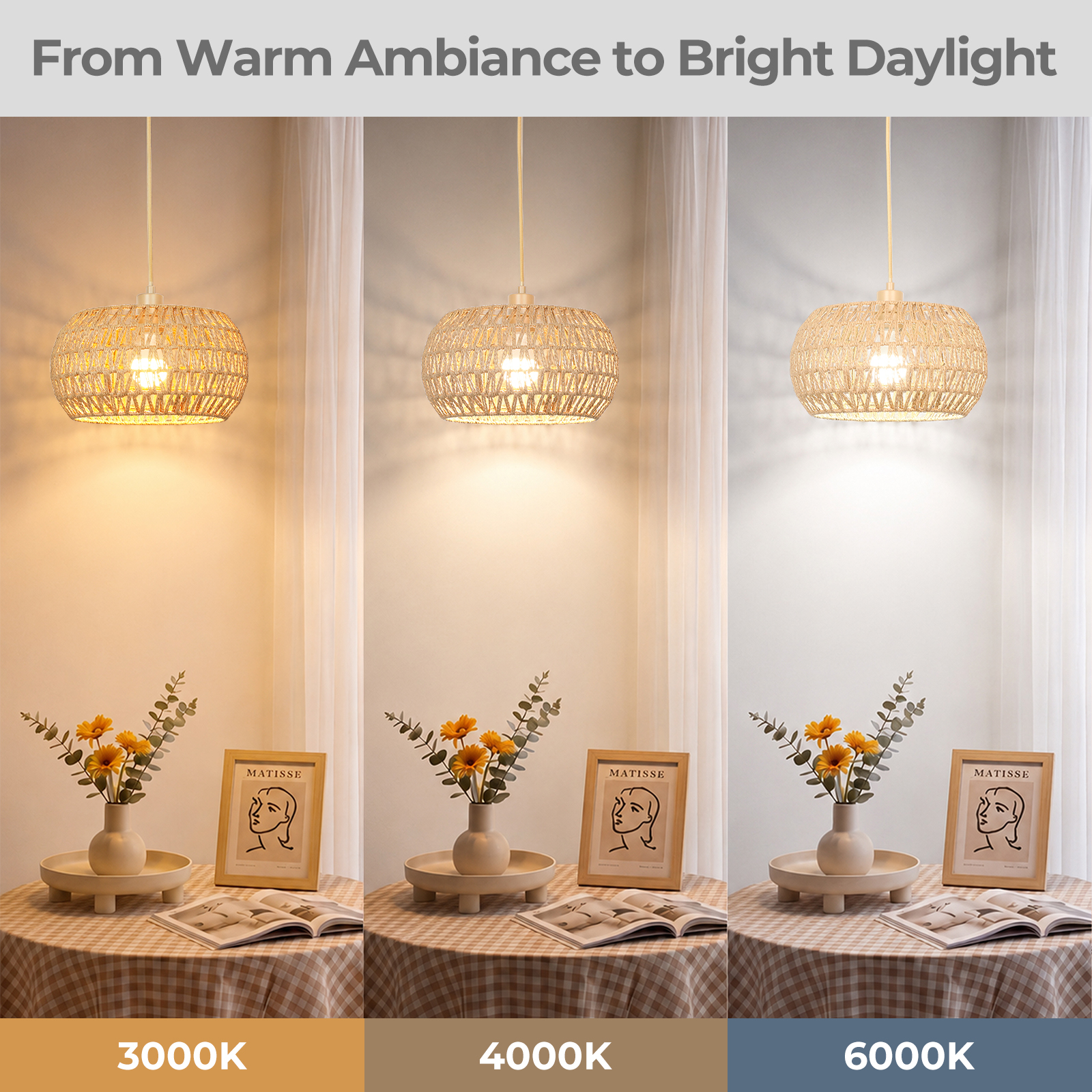 Rattan lampshade hanging lamp