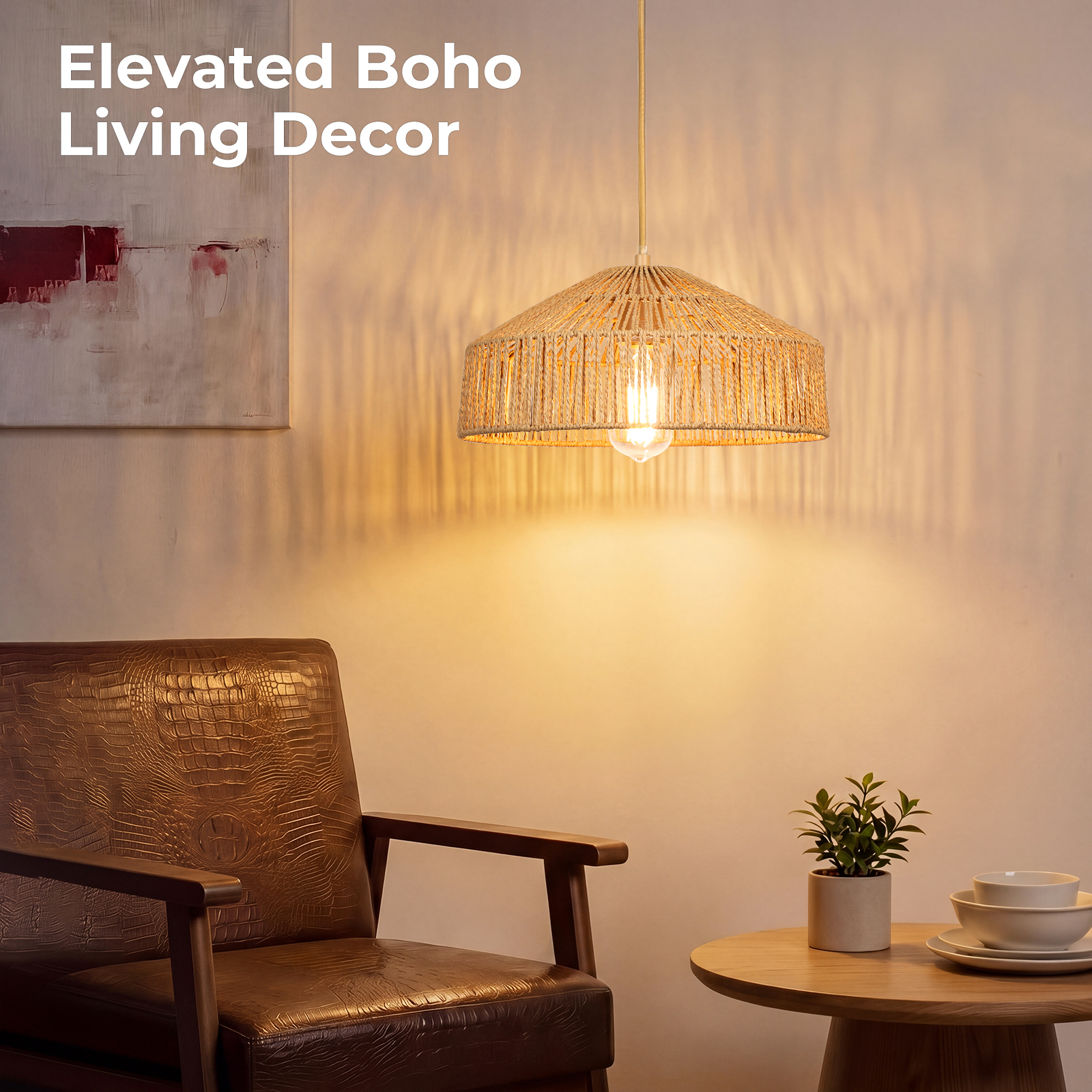 Rattan lampshade hanging lamp