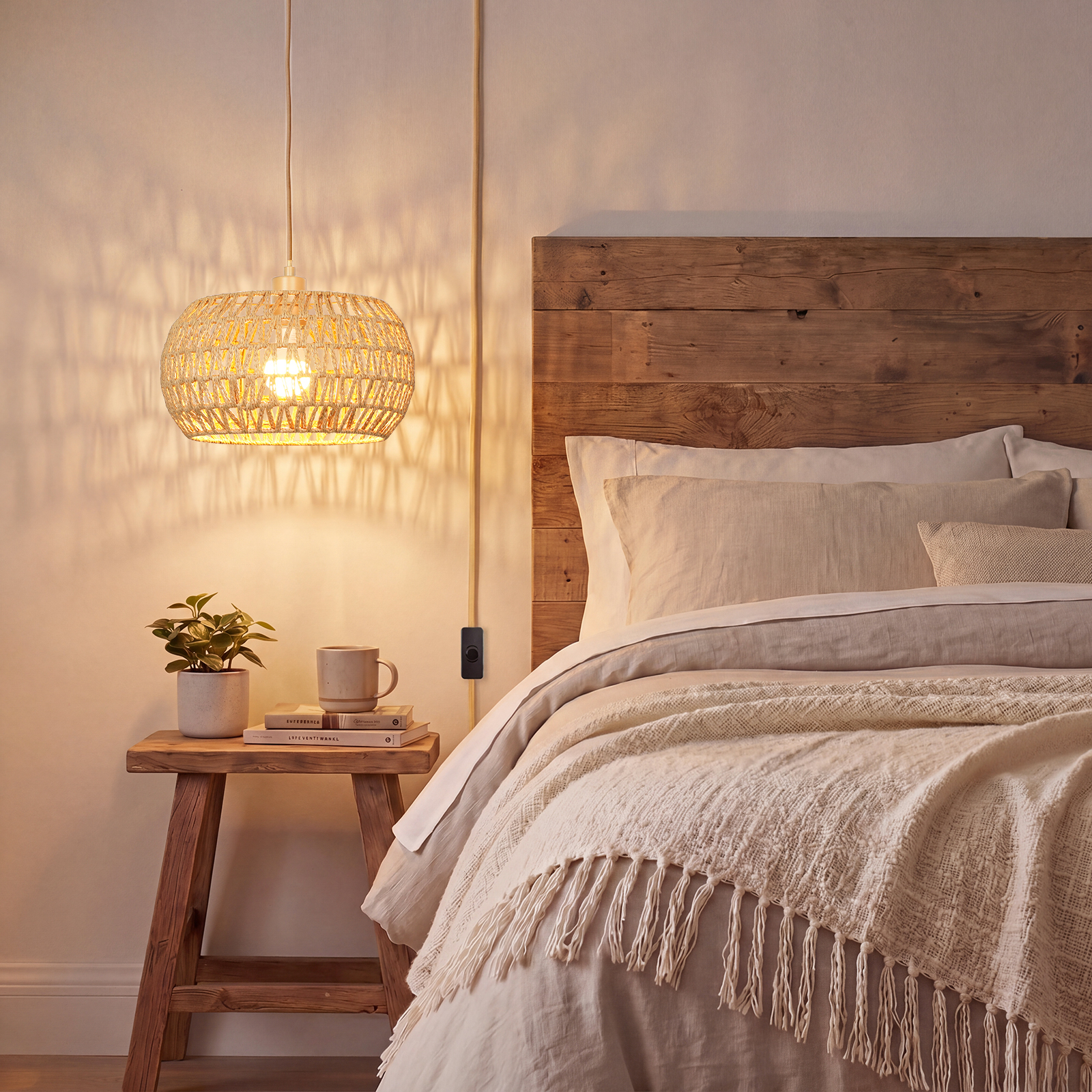 Rattan lampshade hanging lamp