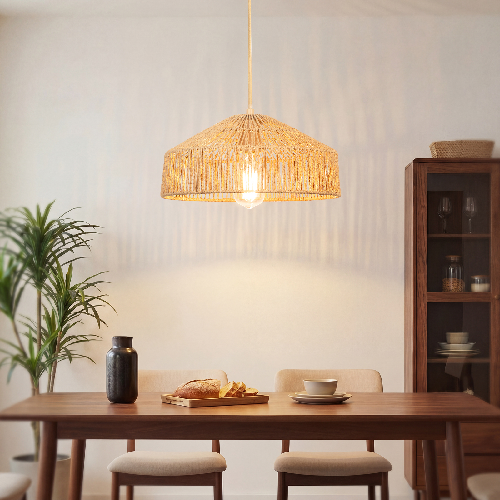 Rattan lampshade hanging lamp