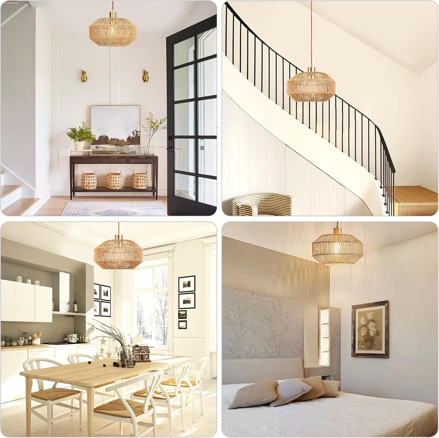 Rattan lampshade hanging lamp