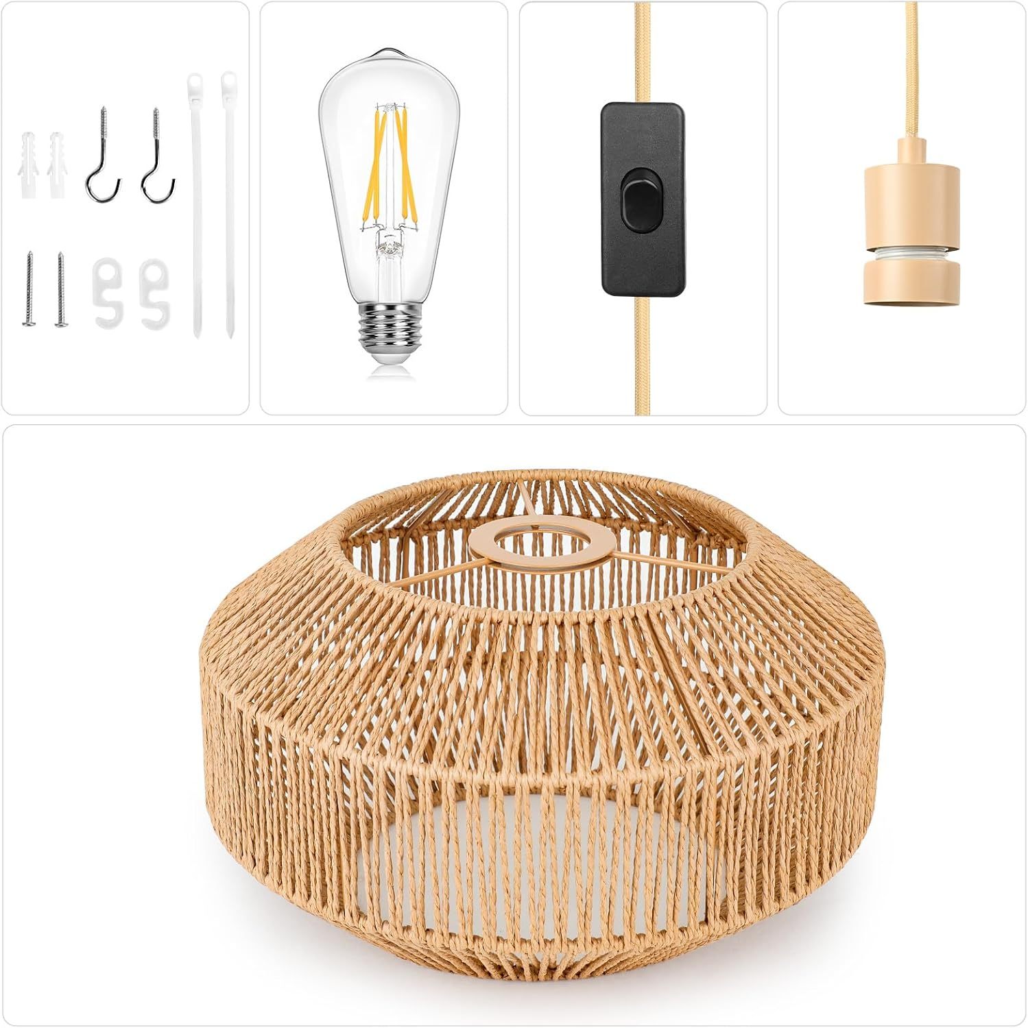 Rattan lampshade hanging lamp
