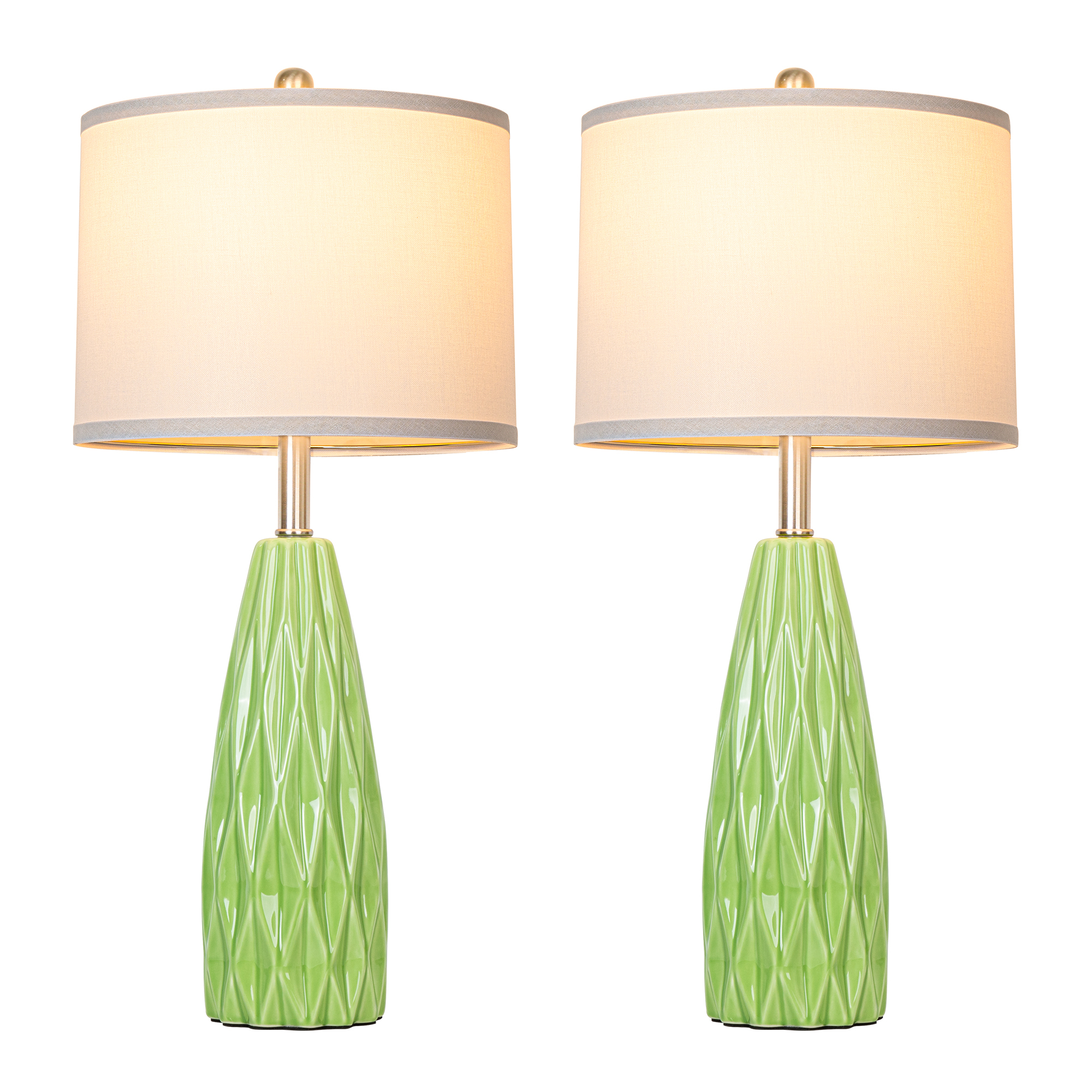Diamond pattern ceramic table lamp