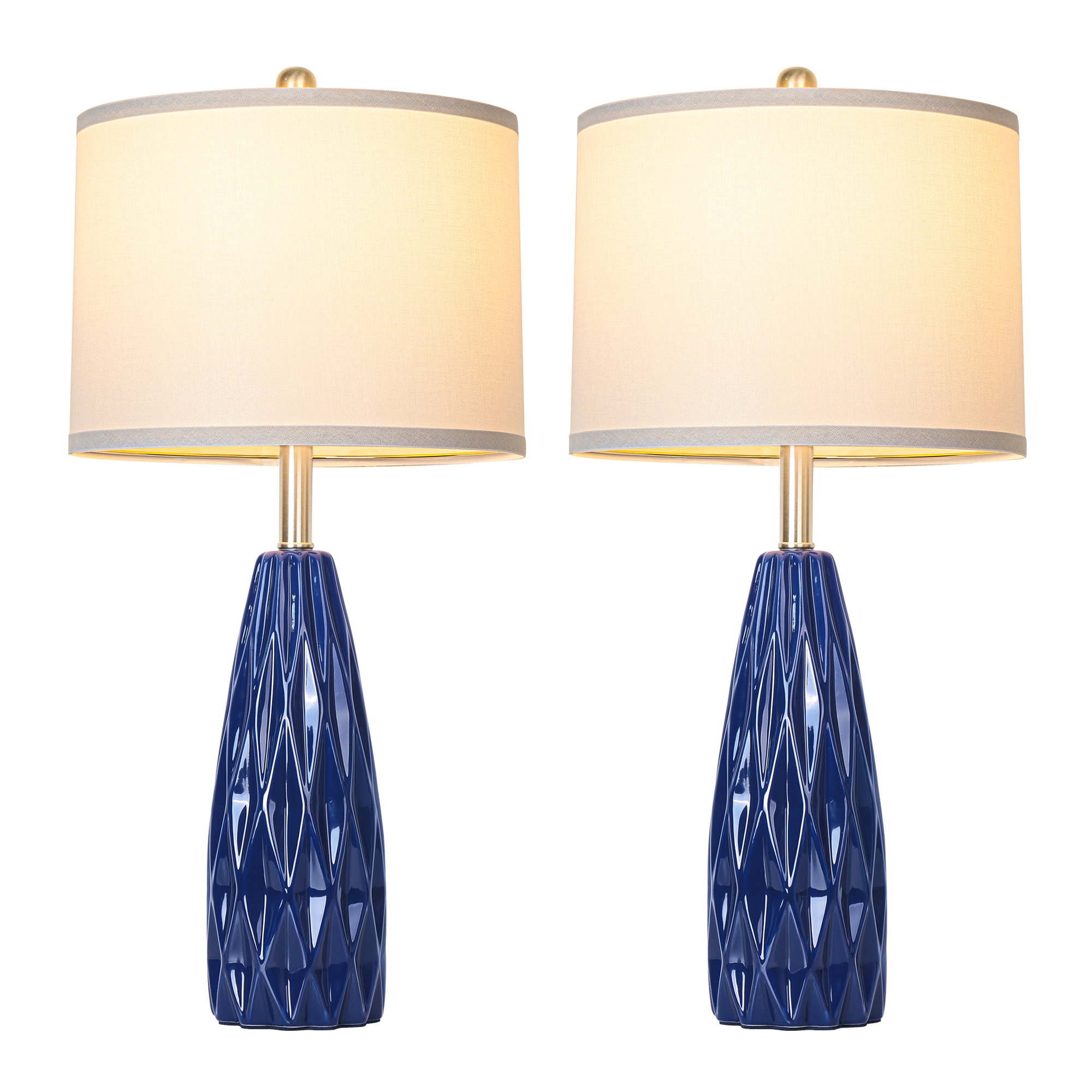Diamond pattern ceramic table lamp
