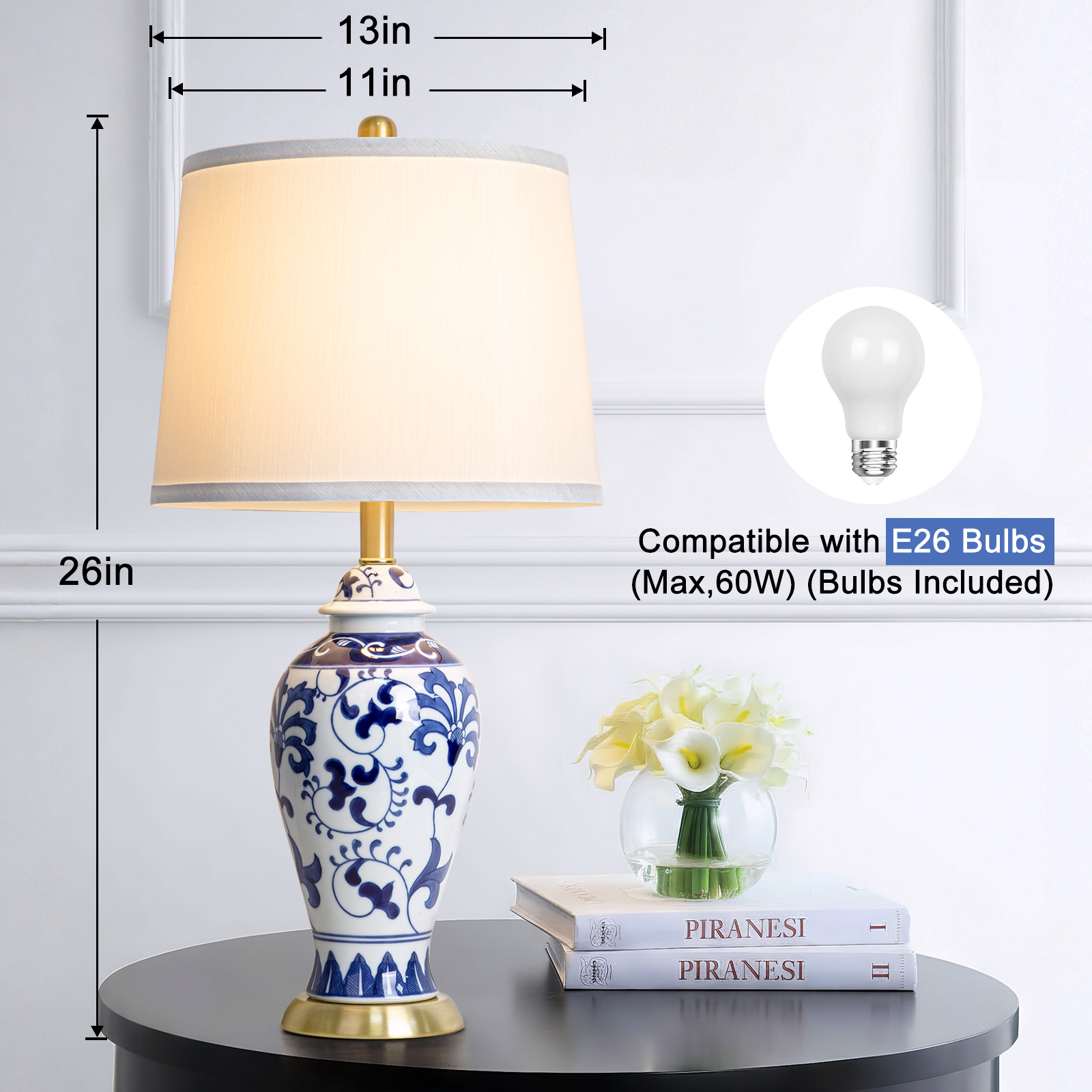 Blue and white porcelain table lamp