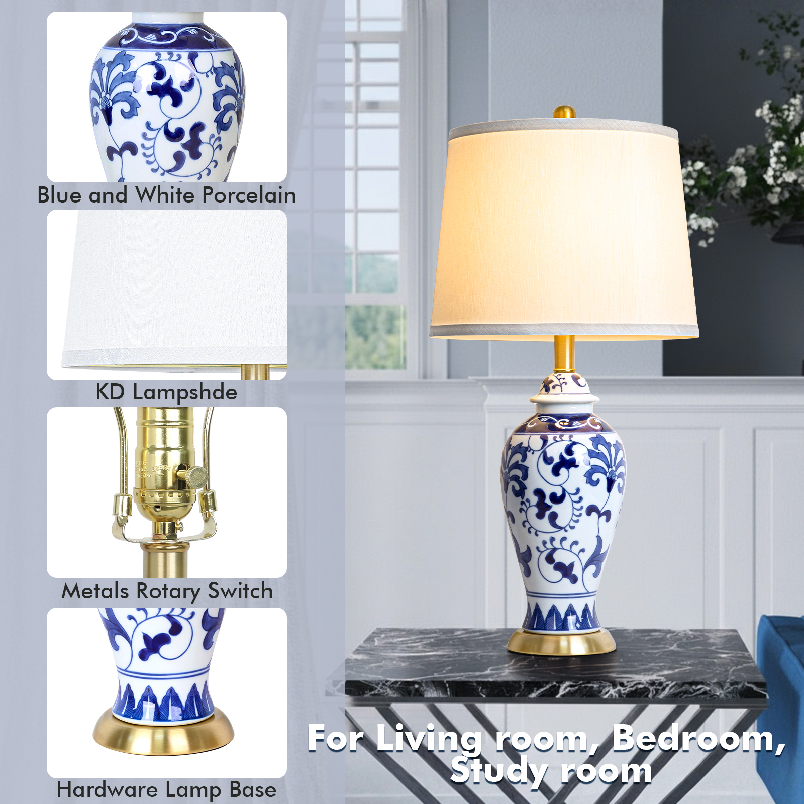 Blue and white porcelain table lamp
