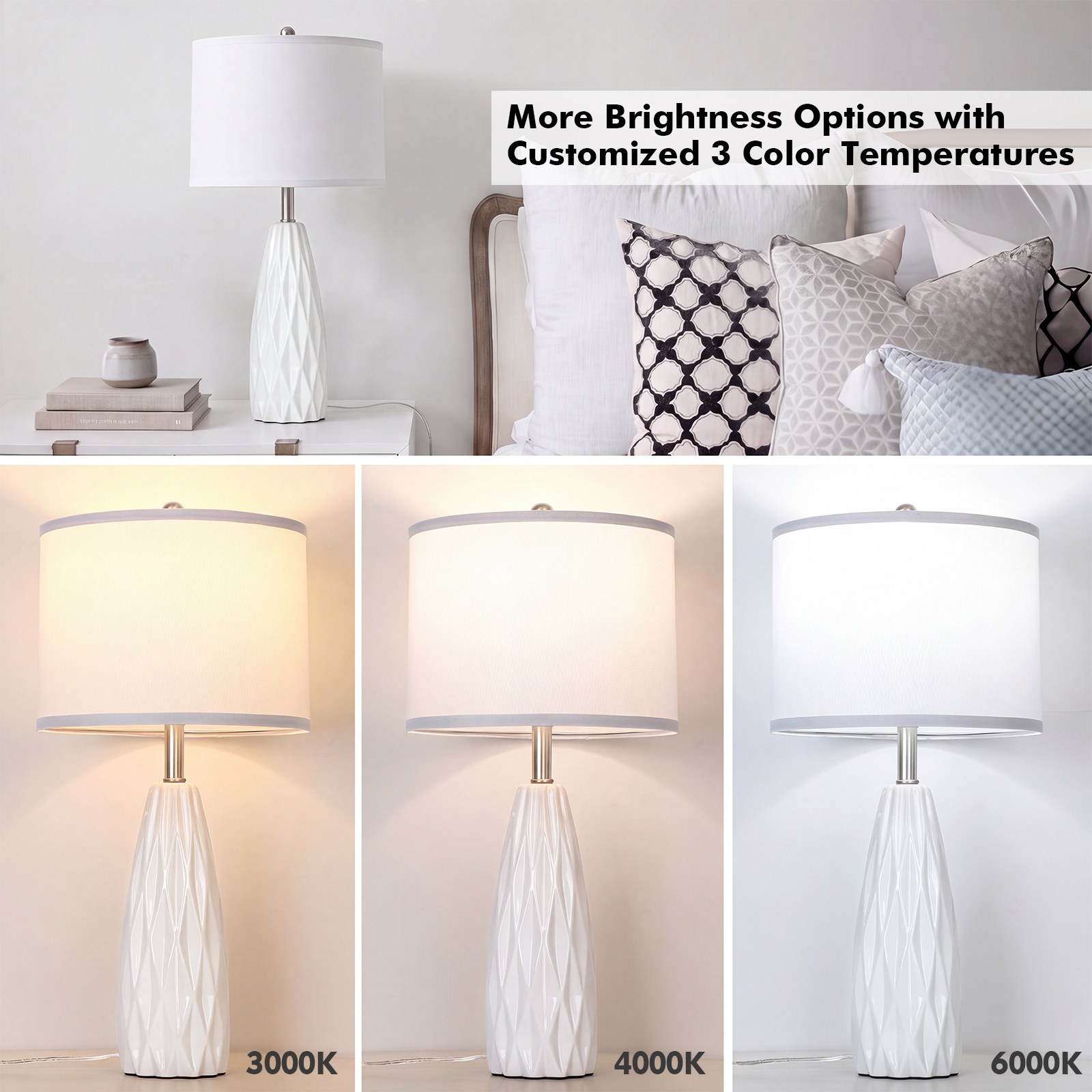Diamond pattern ceramic table lamp
