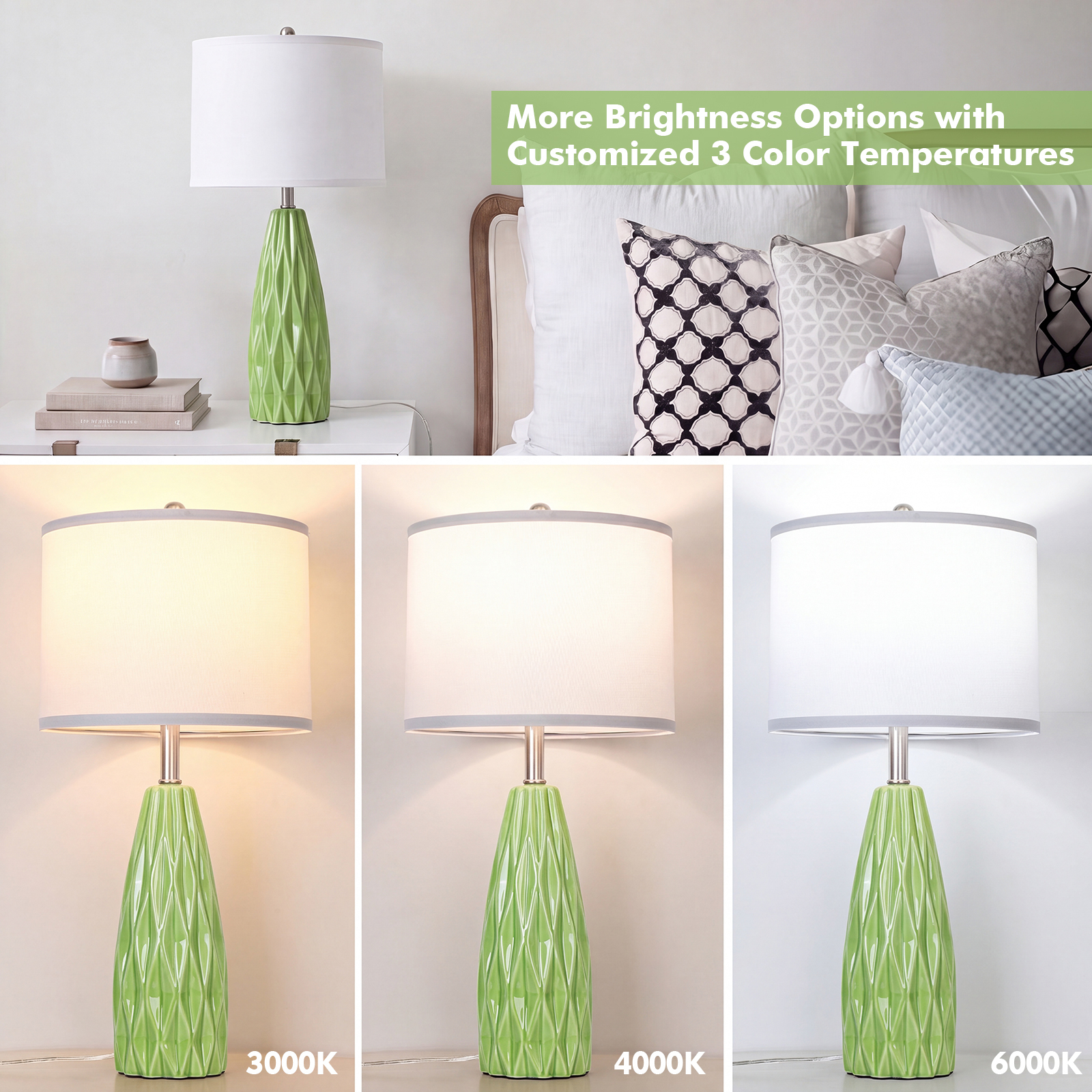 Diamond pattern ceramic table lamp