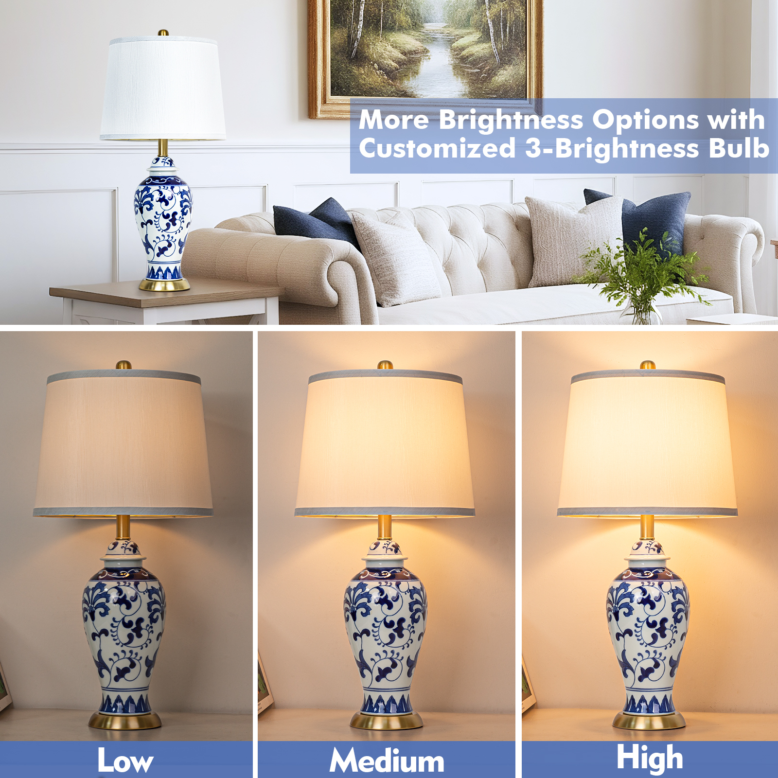 Blue and white porcelain table lamp