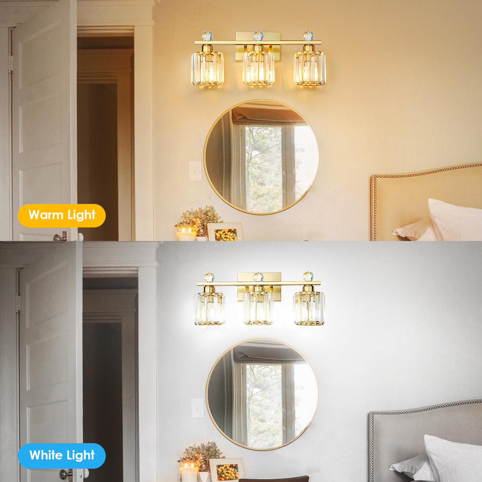 Crystal Bathroom Wall Lamp Single Head