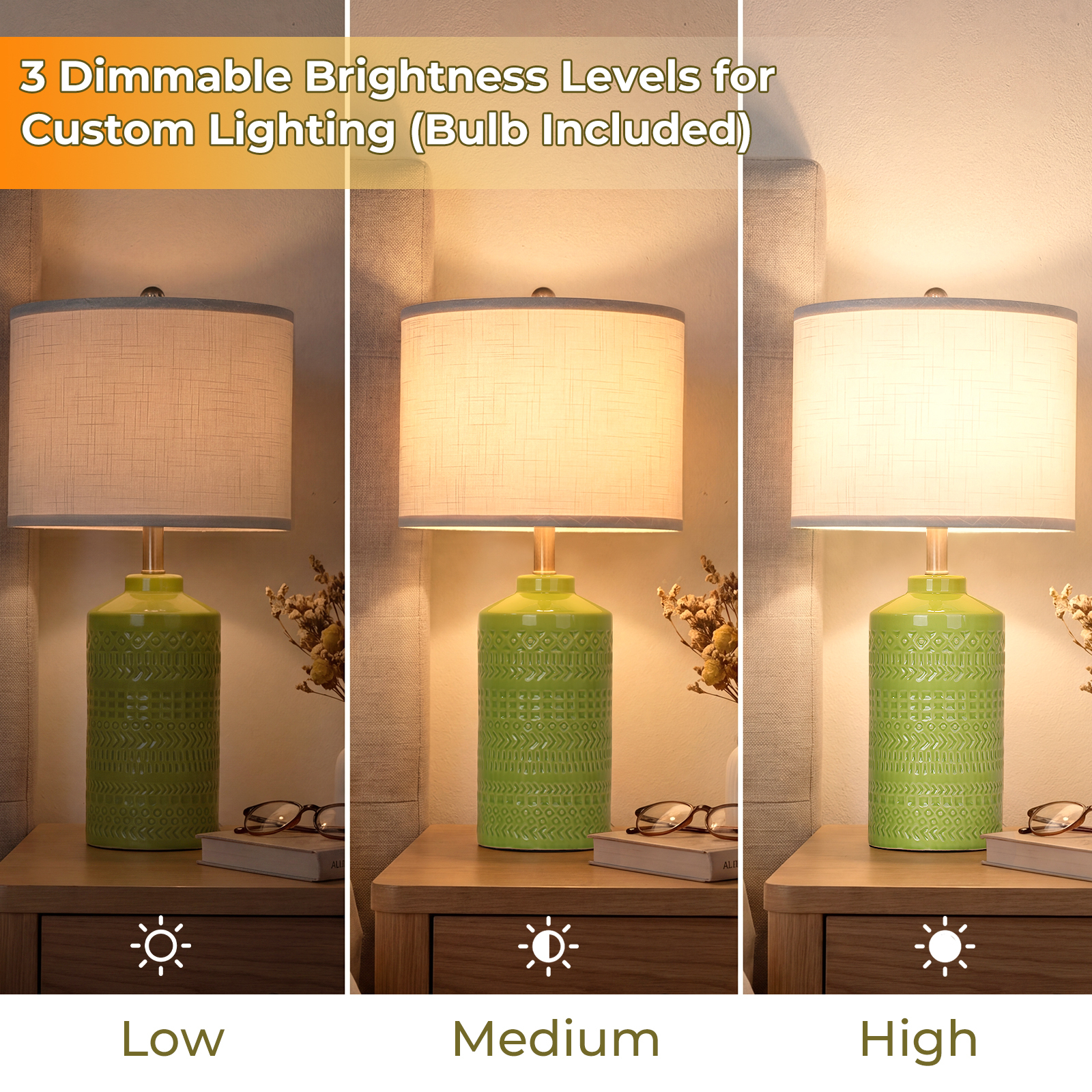 Straight Ceramic Table Lamp 25in