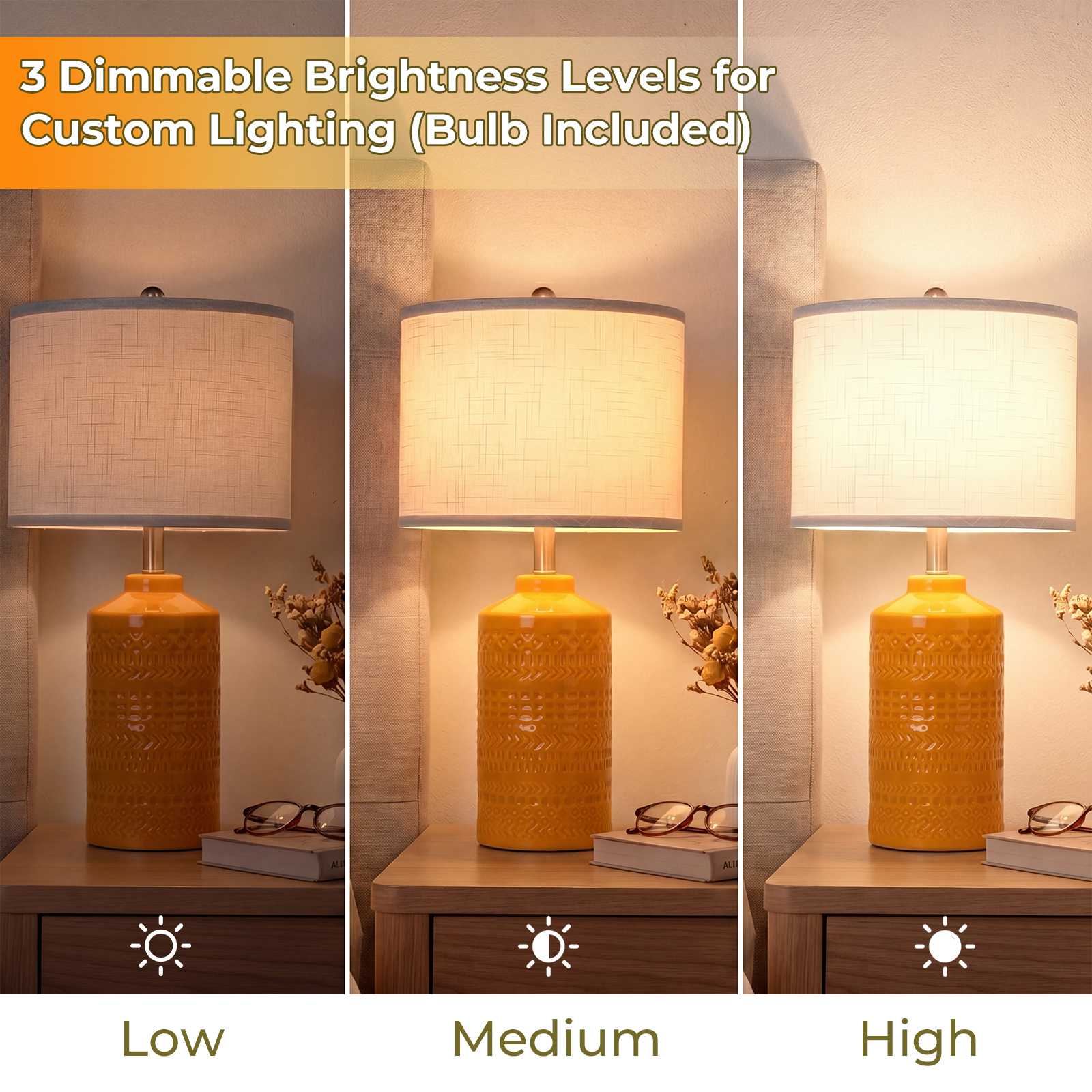 Straight Ceramic Table Lamp 25in