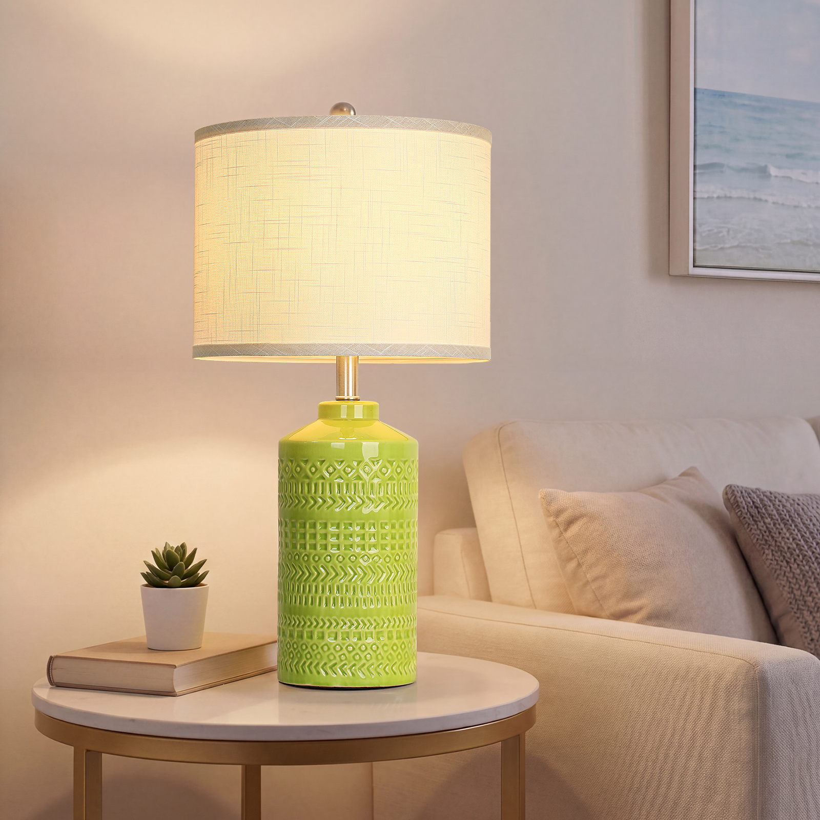 Straight Ceramic Table Lamp 25in