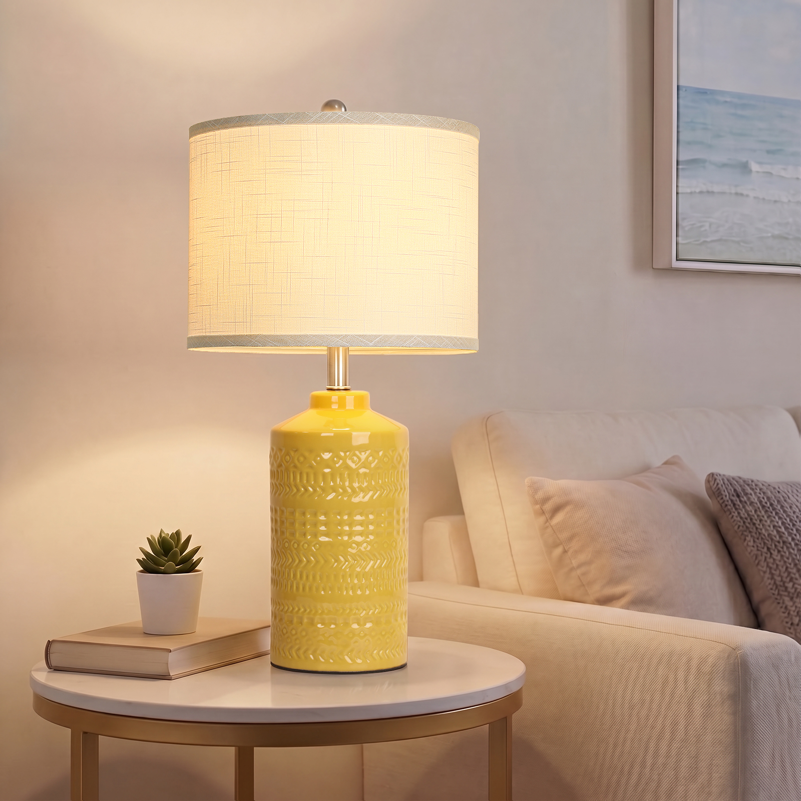 Straight Ceramic Table Lamp 25in