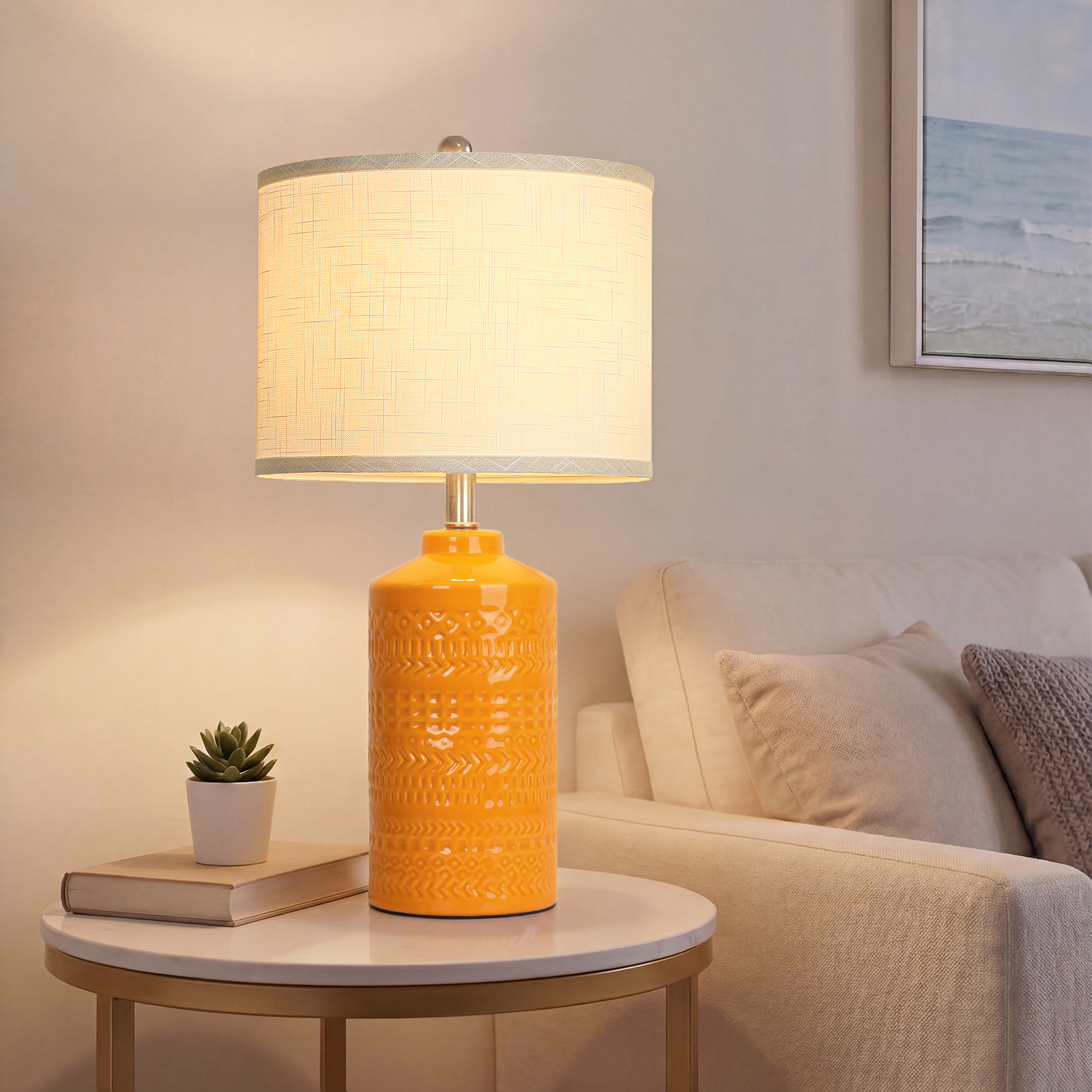 Straight Ceramic Table Lamp 25in
