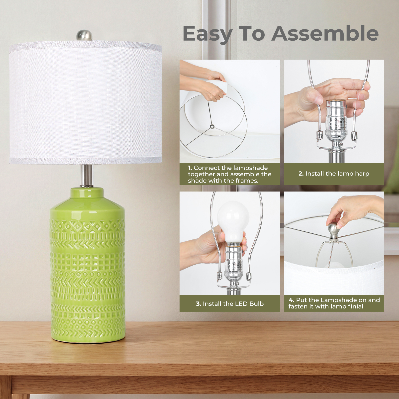Straight Ceramic Table Lamp 25in