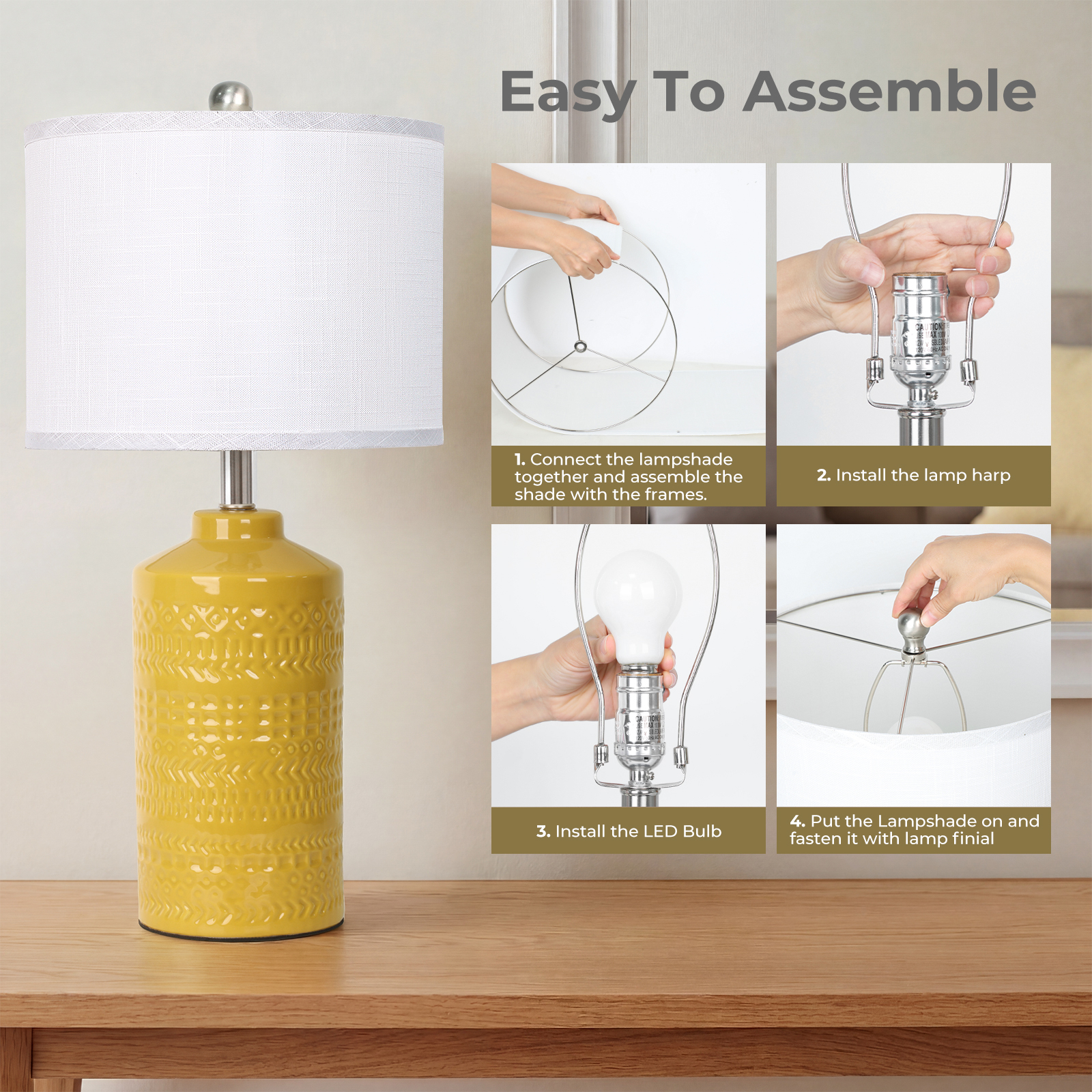 Straight Ceramic Table Lamp 25in