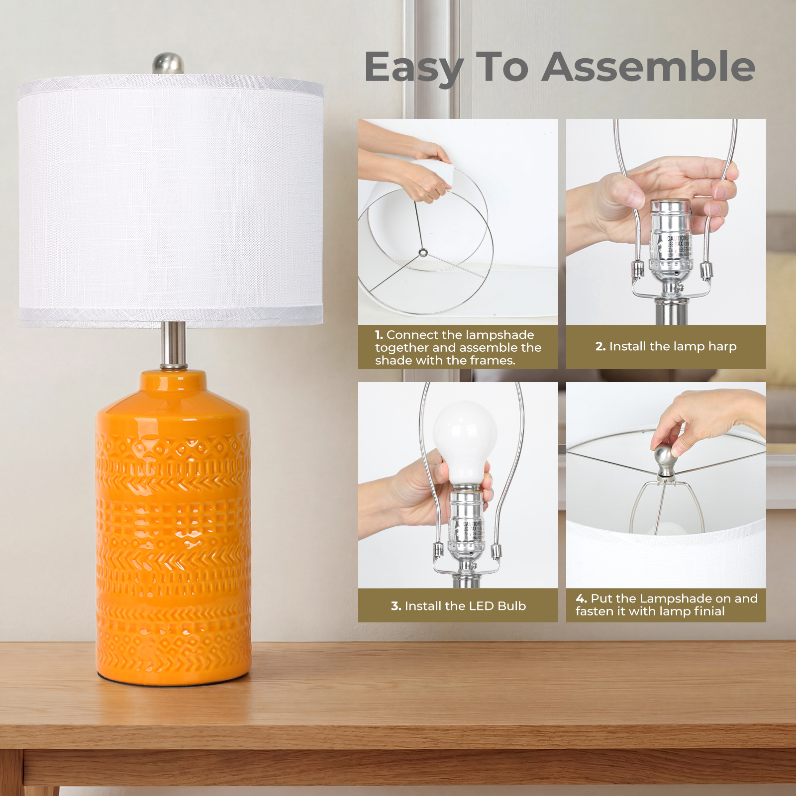 Straight Ceramic Table Lamp 25in