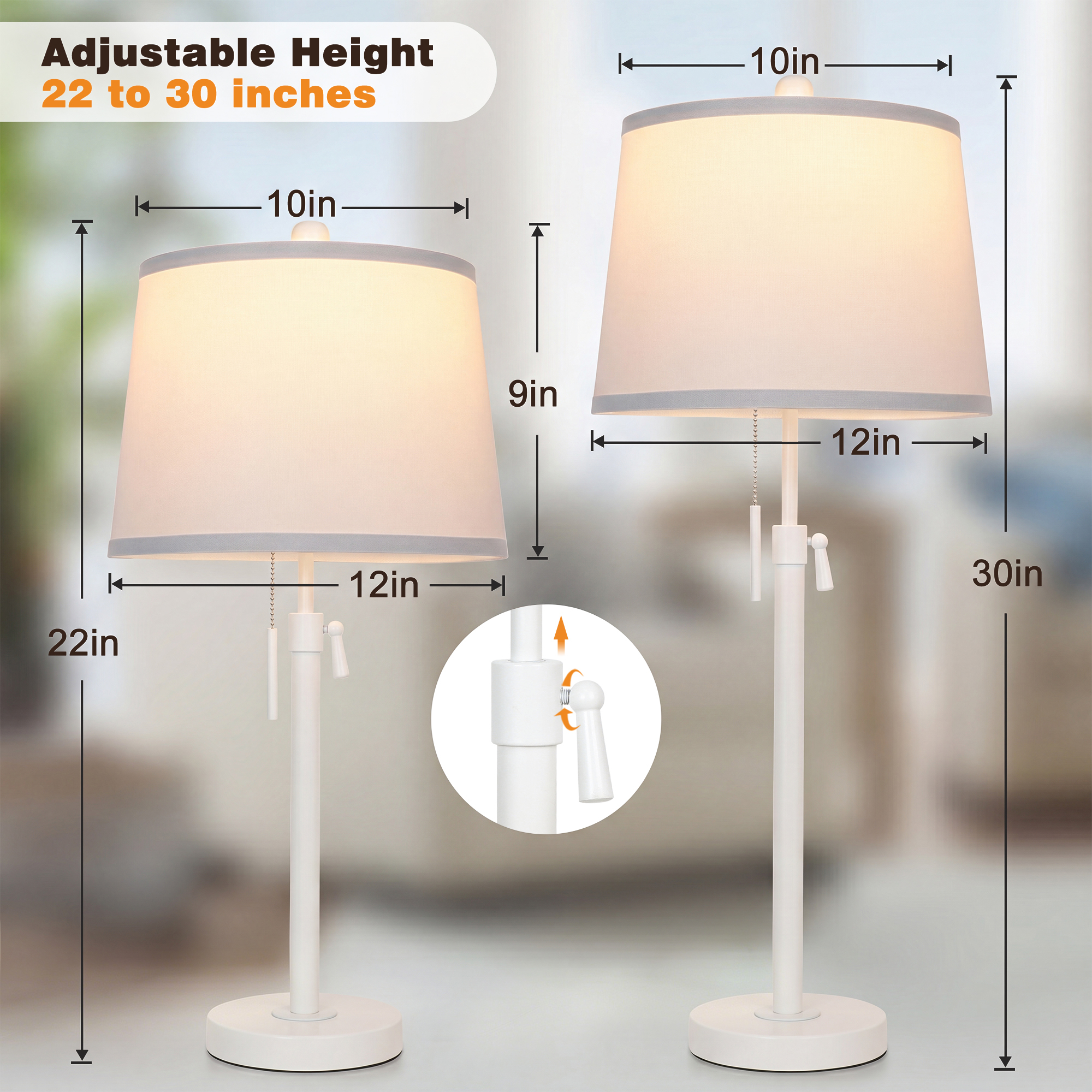 Metal Base Liftable Table Lamp-30in-2Pack