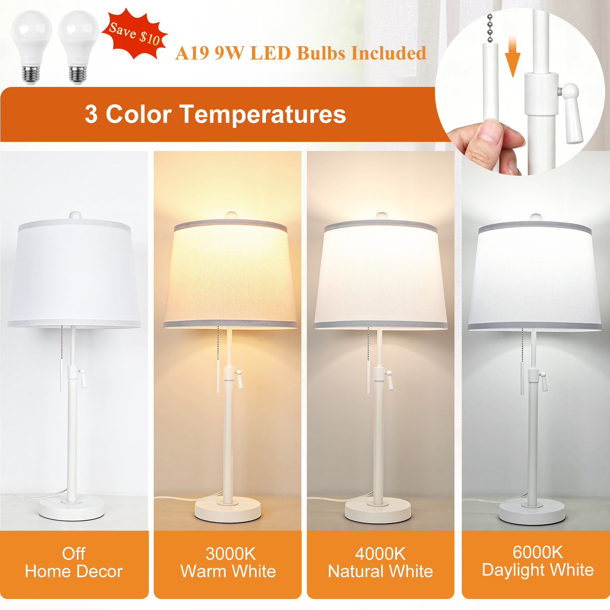 Metal Base Liftable Table Lamp-30in-2Pack