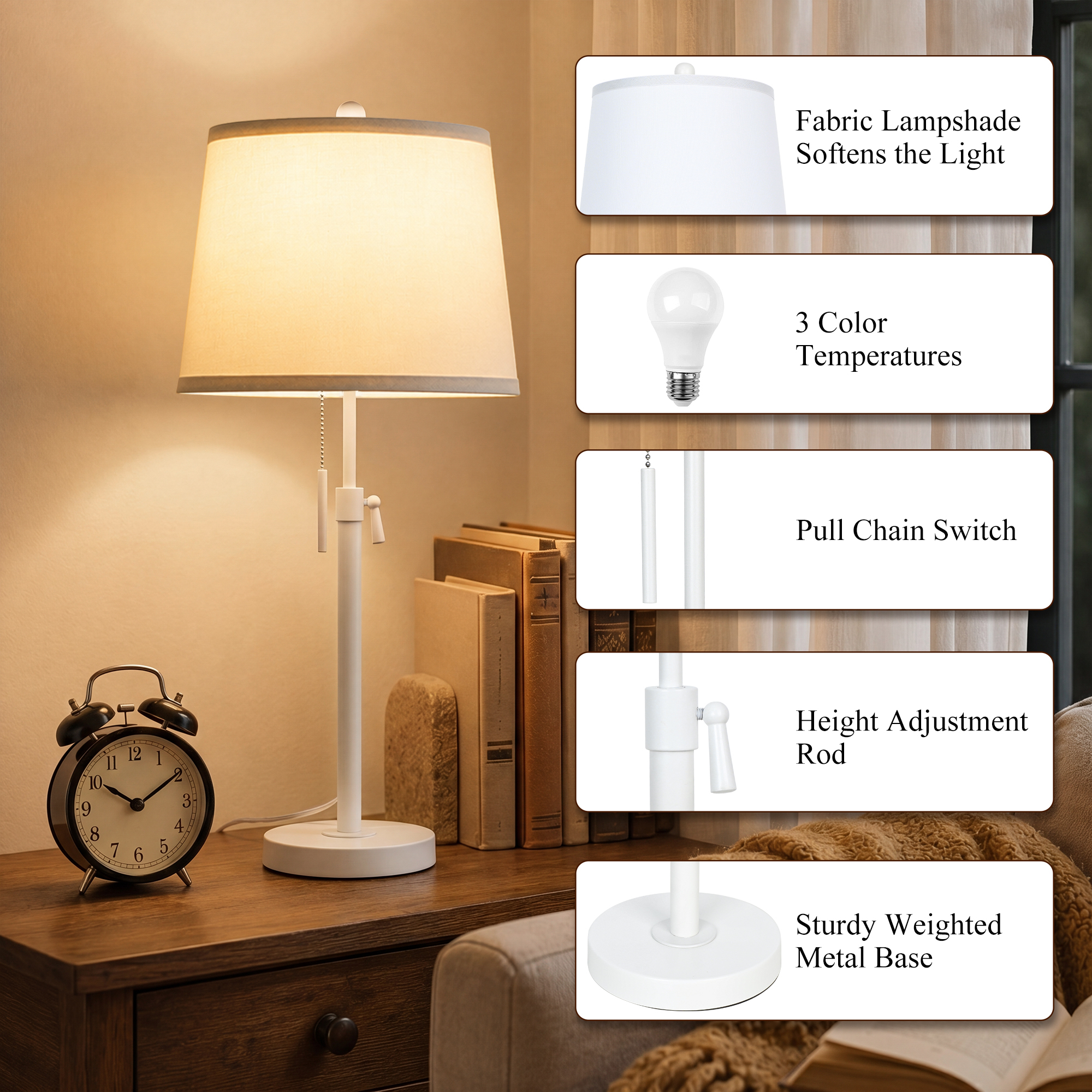 Metal Base Liftable Table Lamp-30in-2Pack