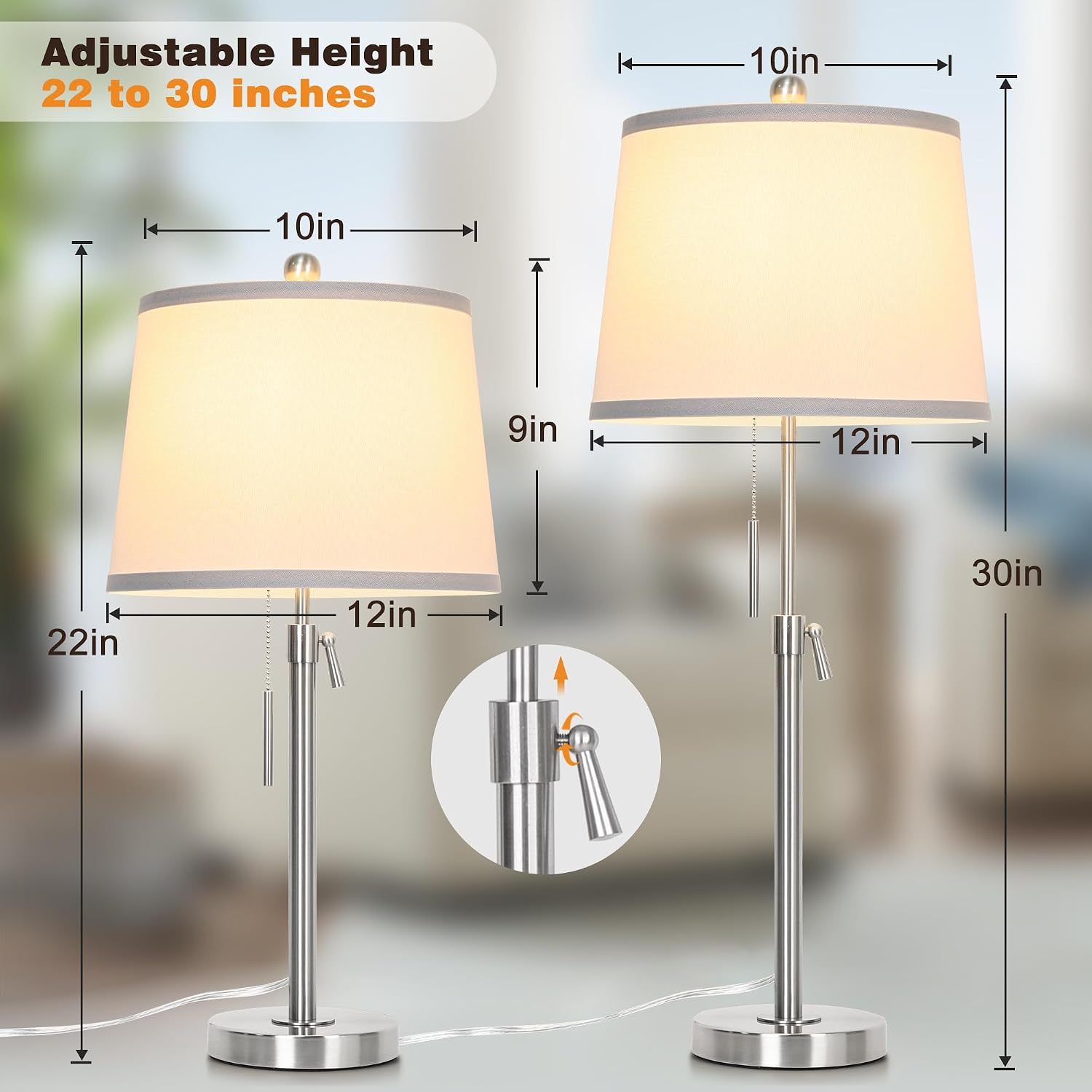 Metal Base Liftable Table Lamp-30in