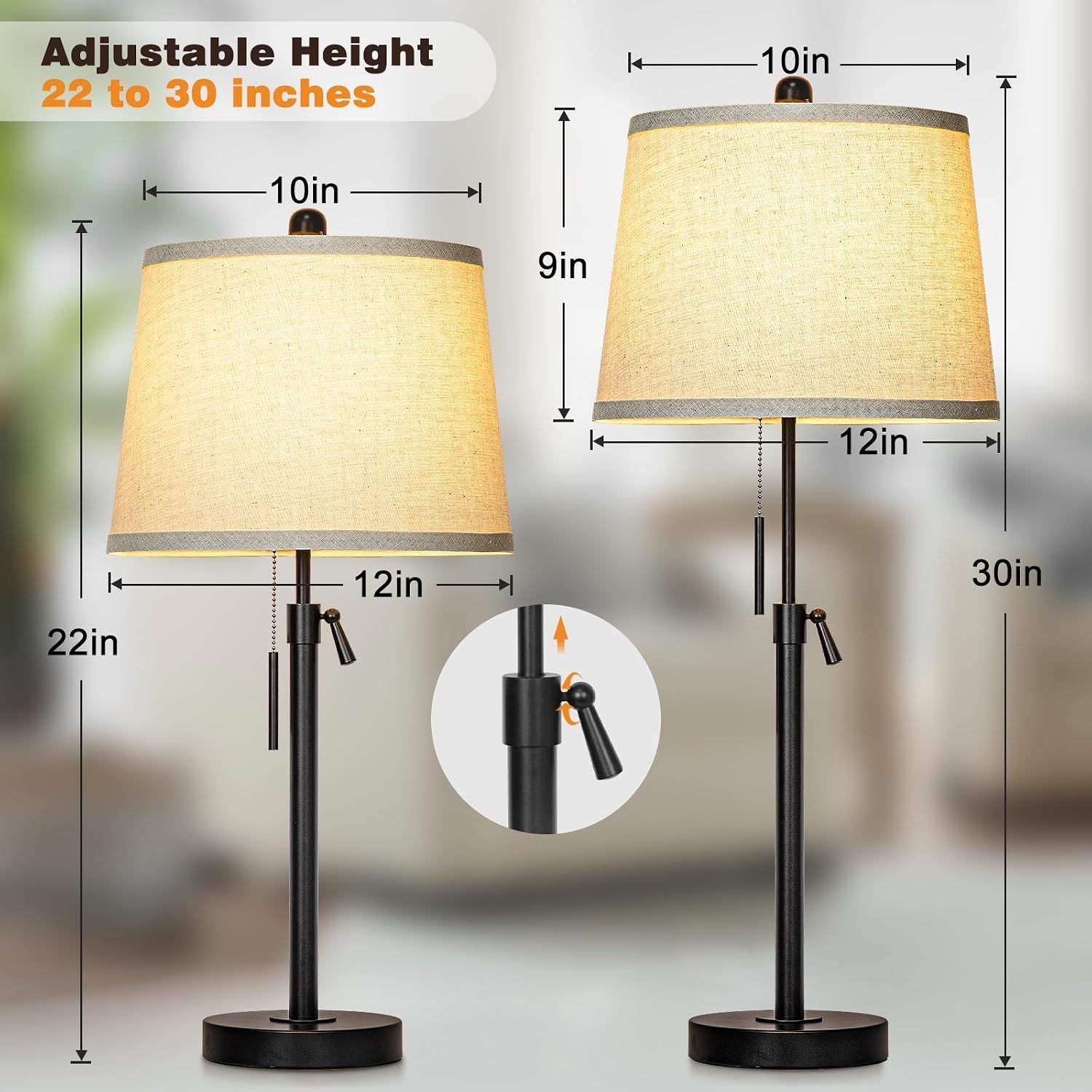 Metal Base Liftable Table Lamp-30in