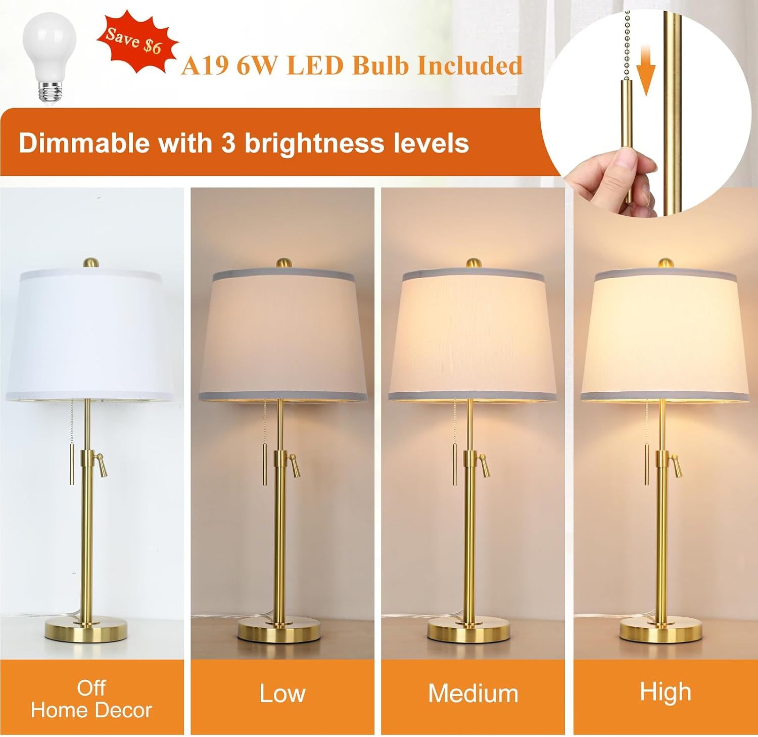 Metal Base Liftable Table Lamp-30in
