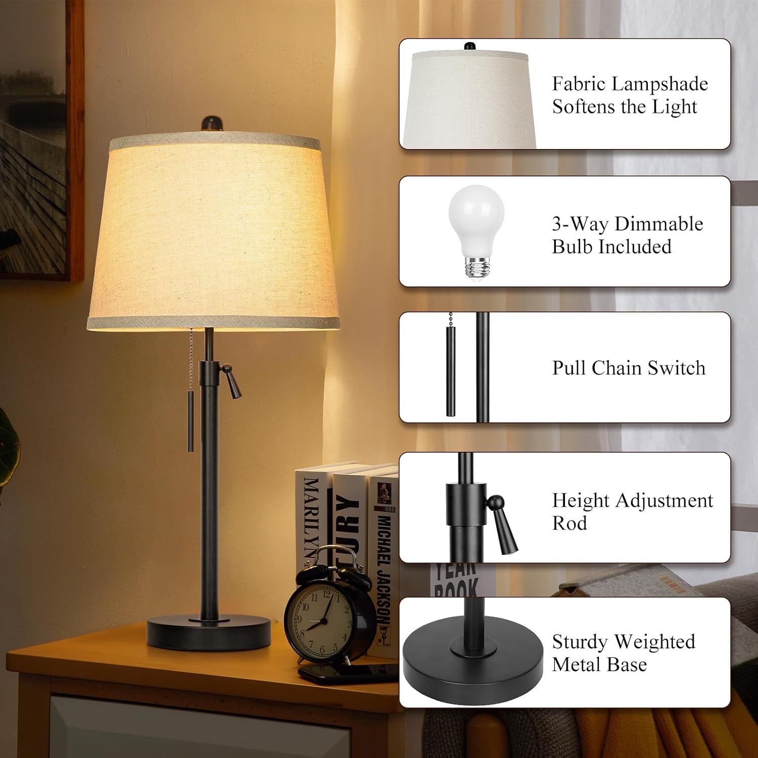 Metal Base Liftable Table Lamp-30in