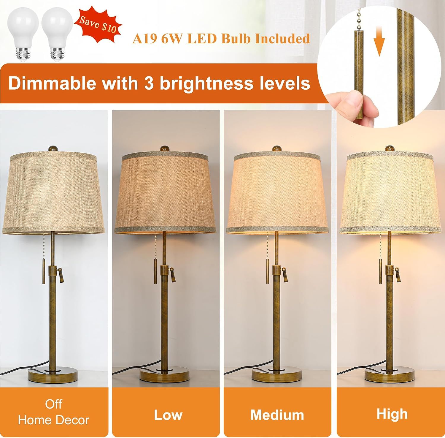 Metal Base Liftable Table Lamp-30in