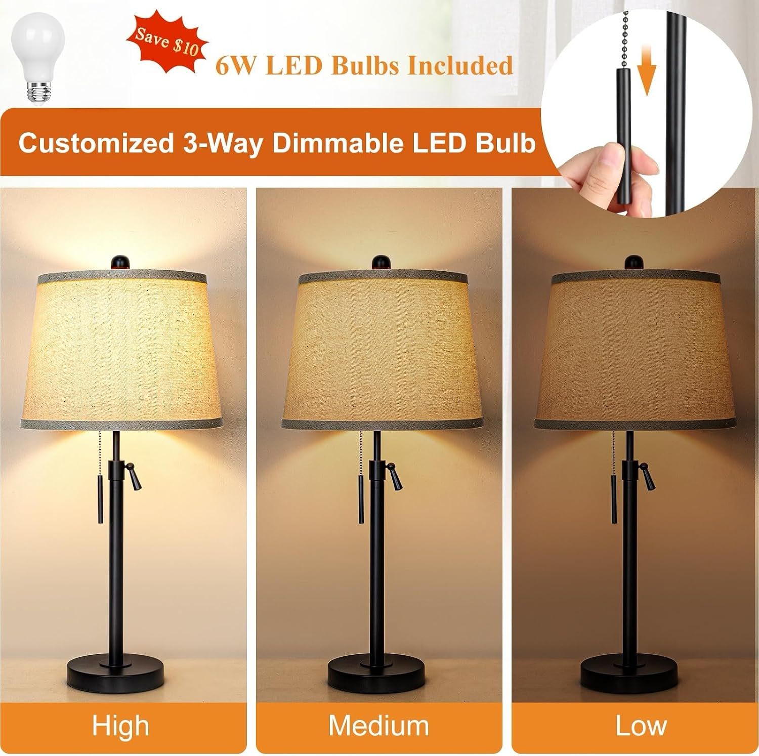 Metal Base Liftable Table Lamp-30in
