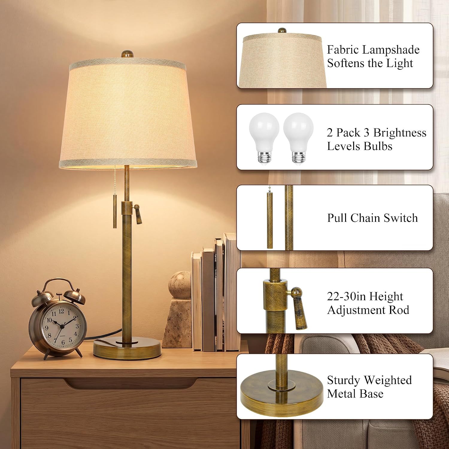 Metal Base Liftable Table Lamp-30in