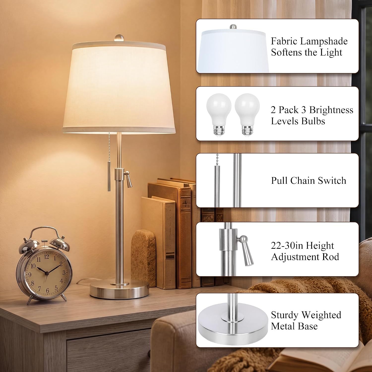 Metal Base Liftable Table Lamp-30in