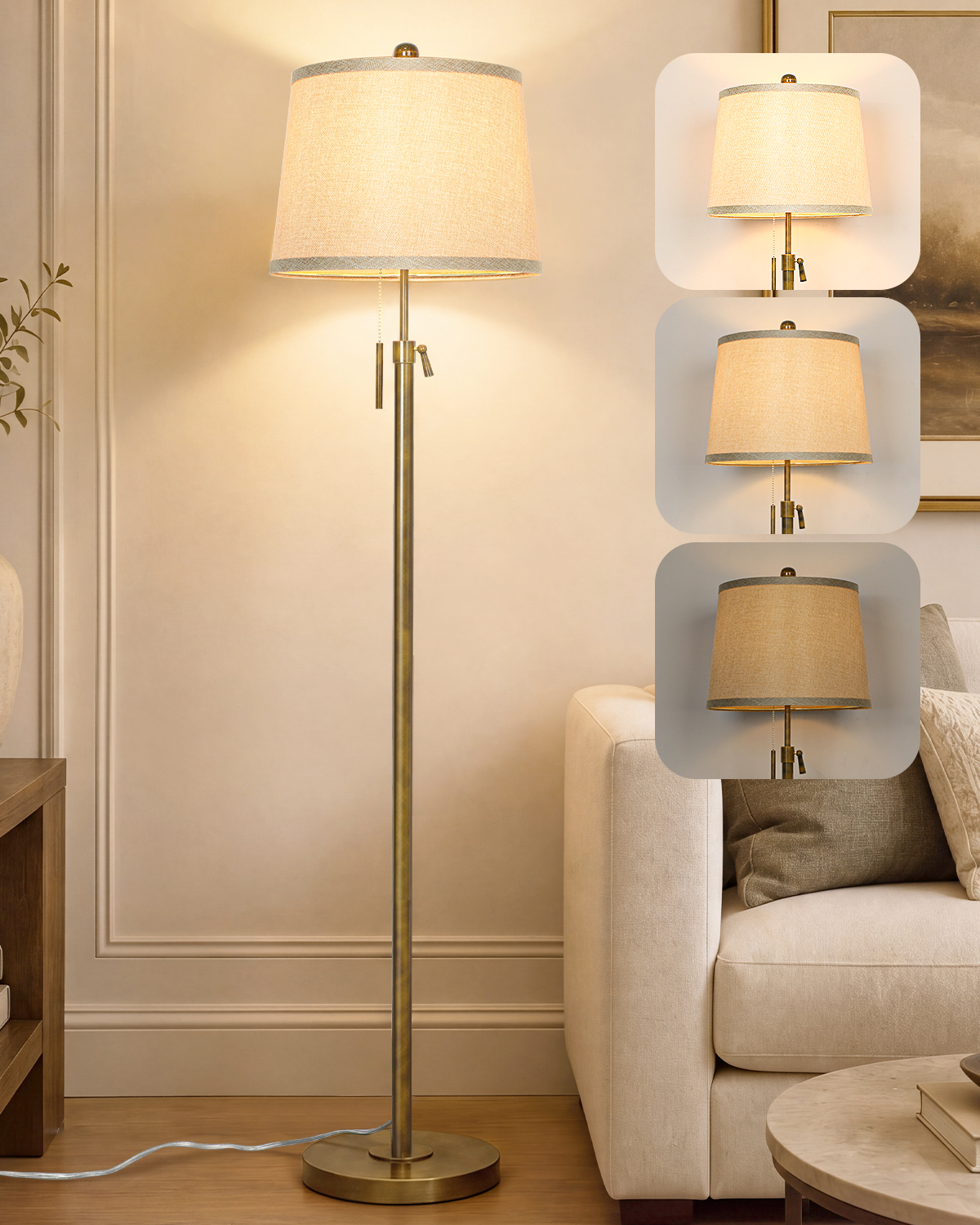 Metal & Fabric Shade Floor Lamp