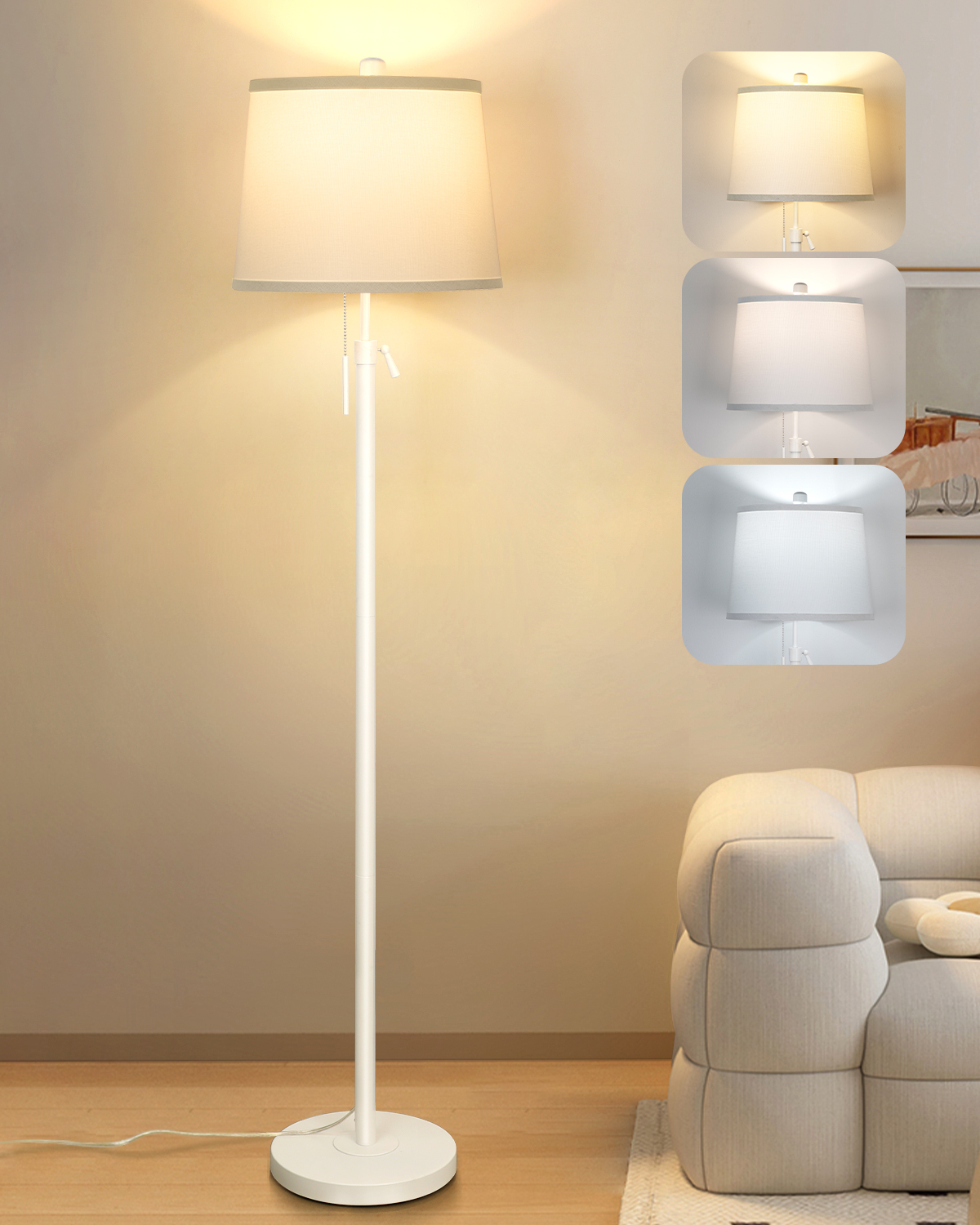 Metal & Fabric Shade Floor Lamp
