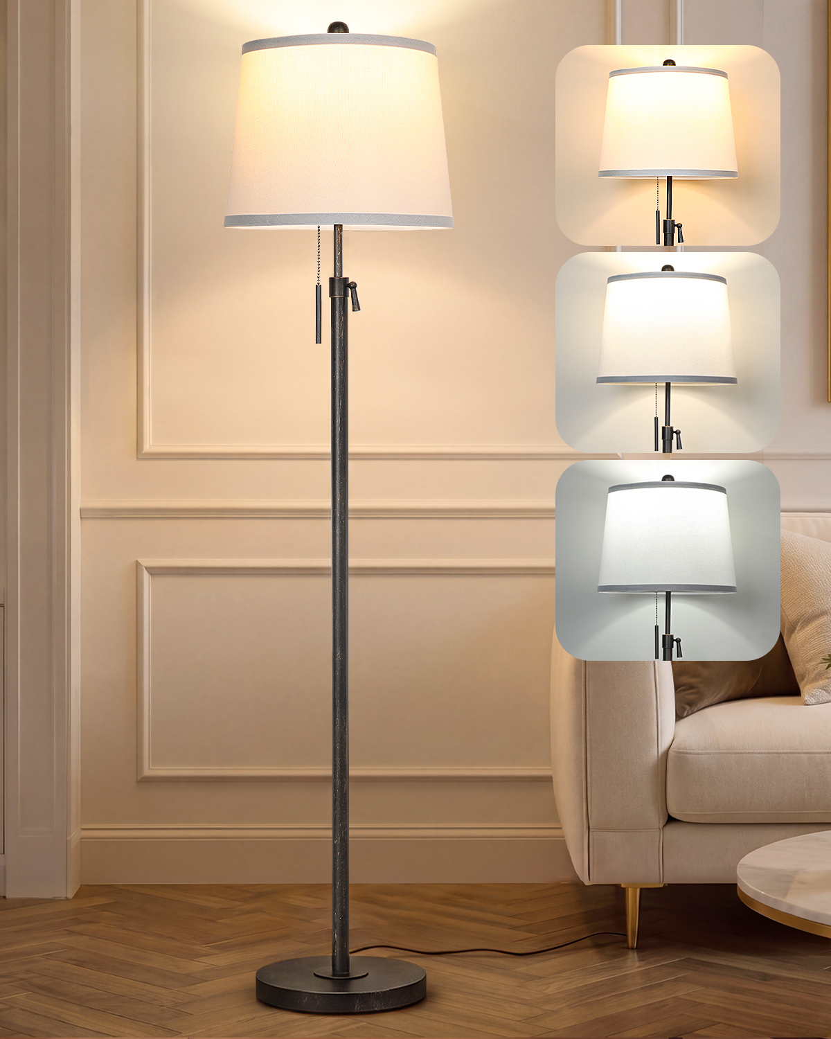 Metal & Fabric Shade Floor Lamp