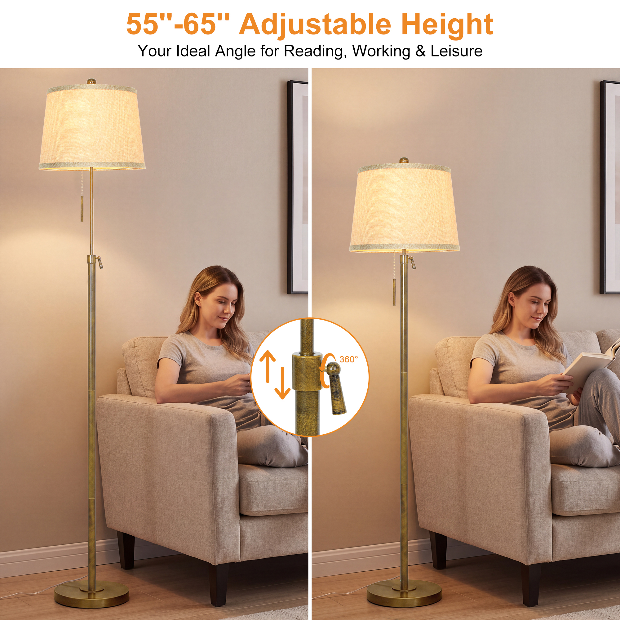 Metal & Fabric Shade Floor Lamp