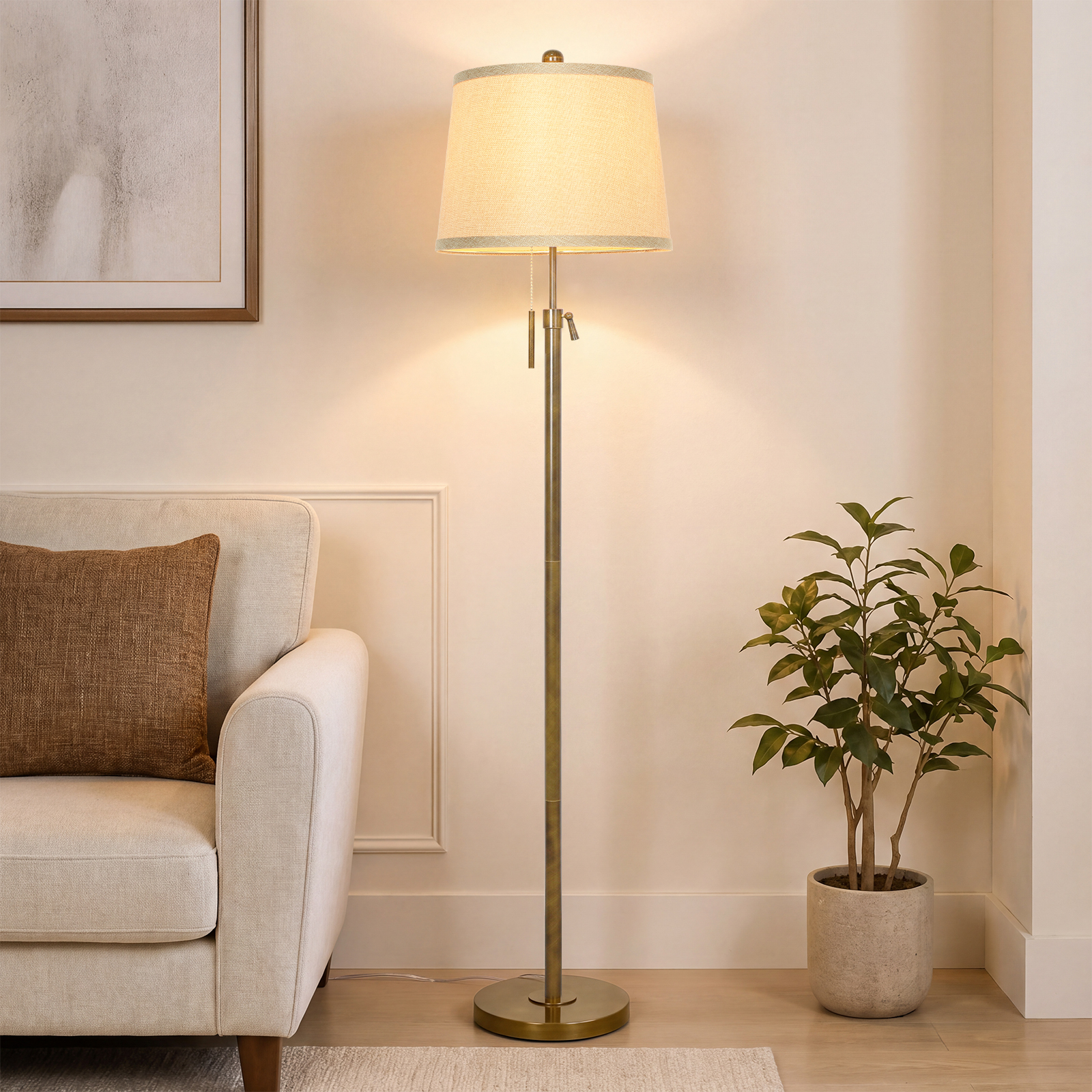 Metal & Fabric Shade Floor Lamp