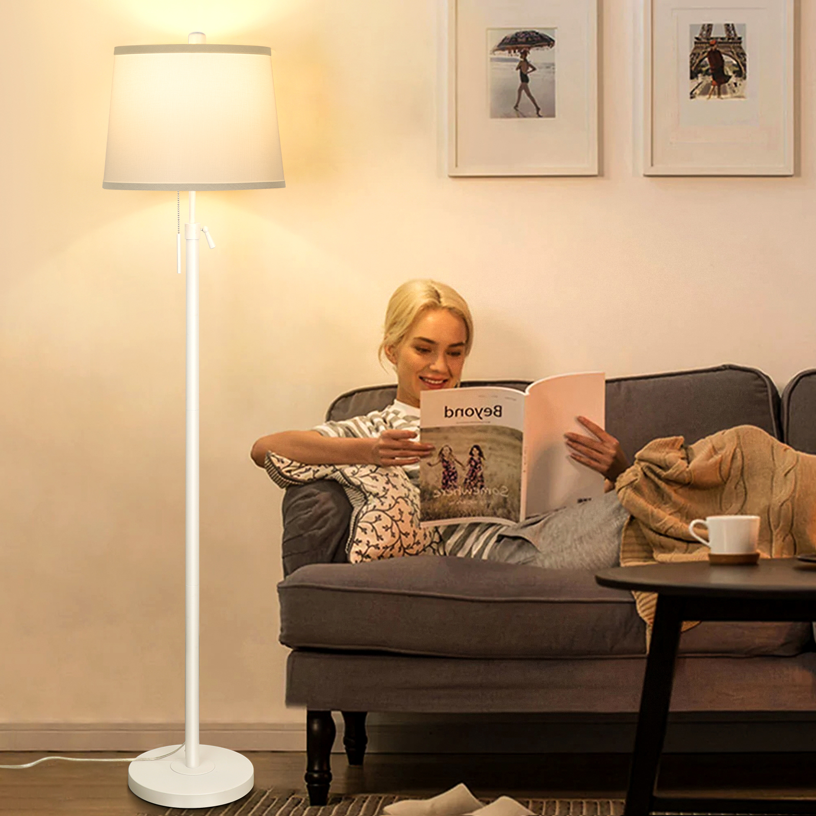 Metal & Fabric Shade Floor Lamp