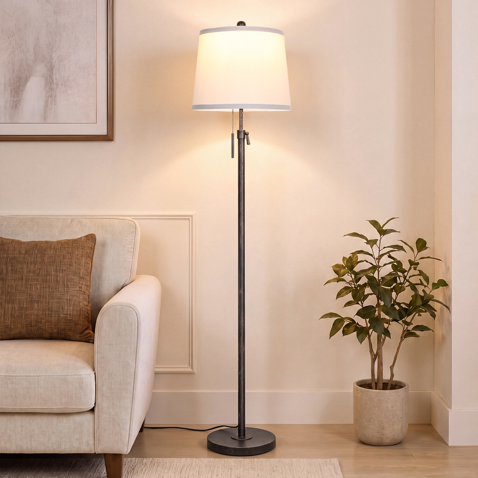 Metal & Fabric Shade Floor Lamp