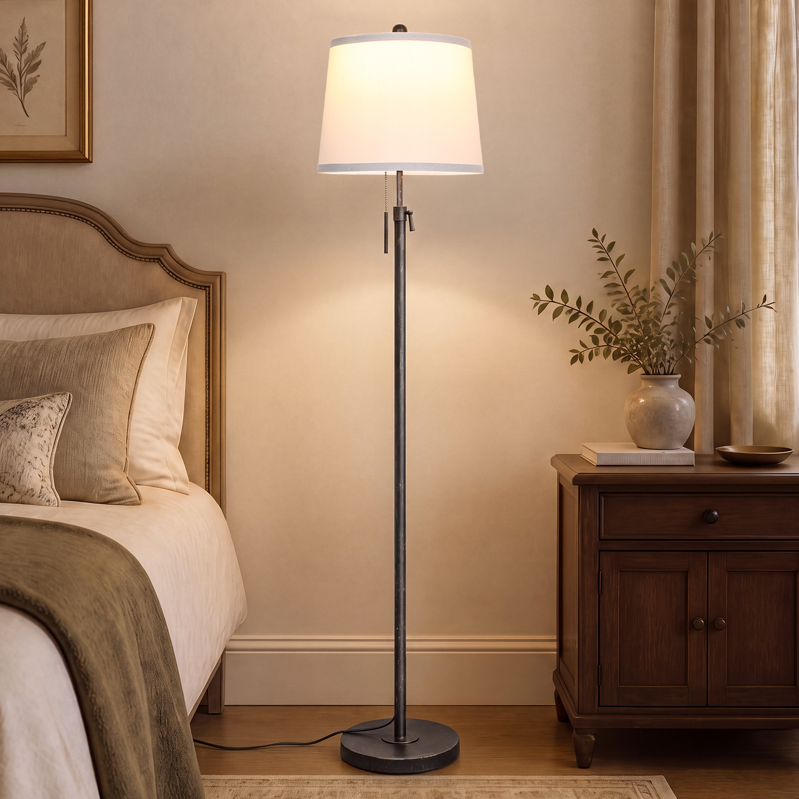 Metal & Fabric Shade Floor Lamp