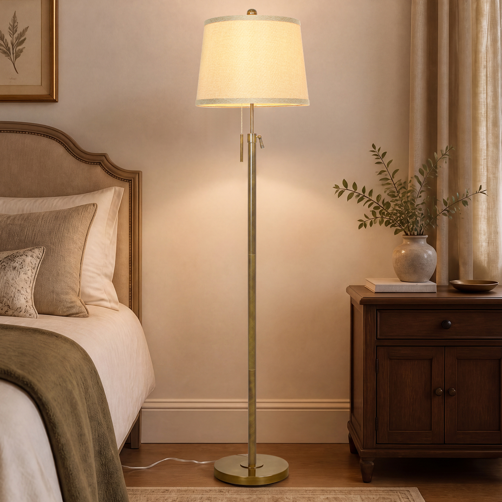 Metal & Fabric Shade Floor Lamp