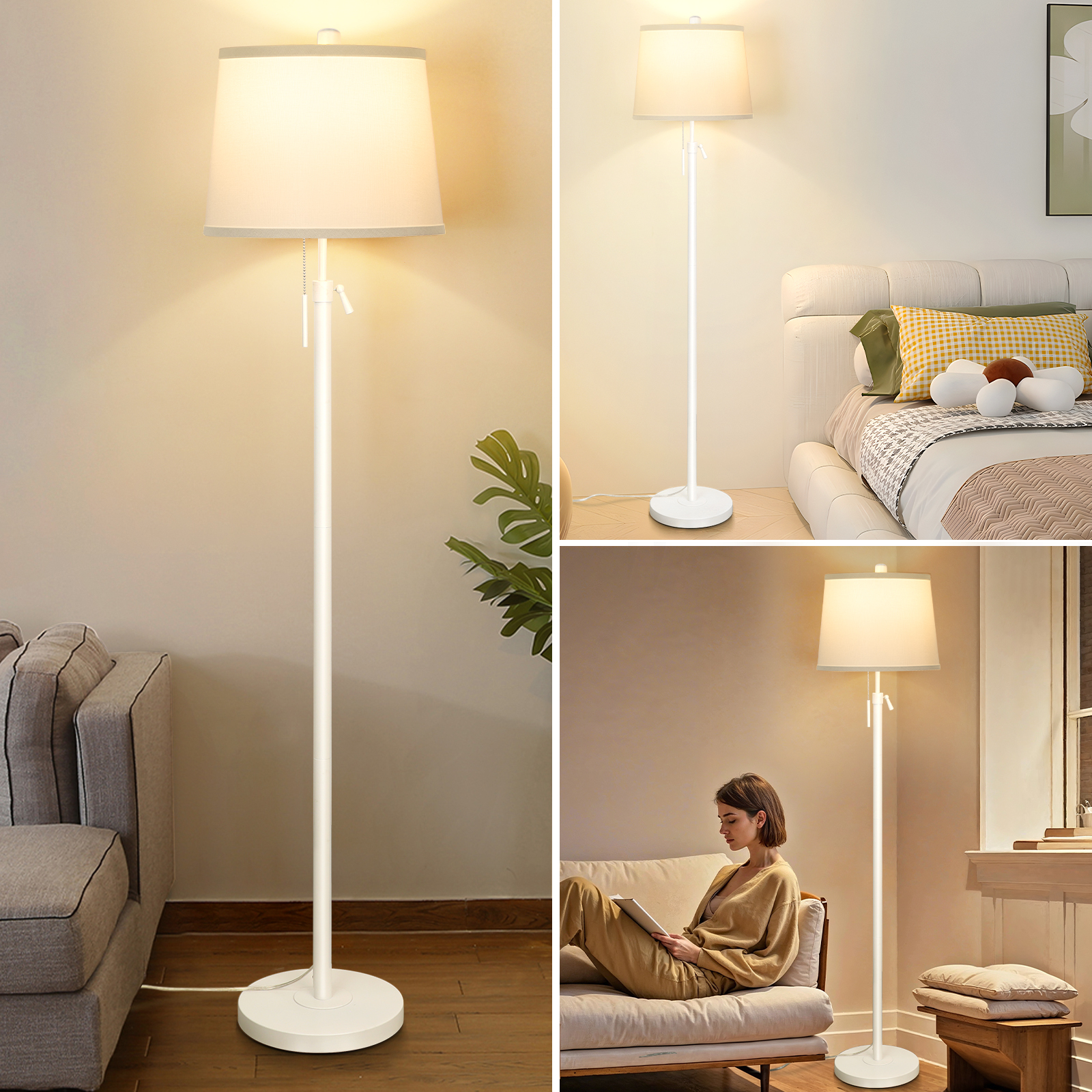 Metal & Fabric Shade Floor Lamp