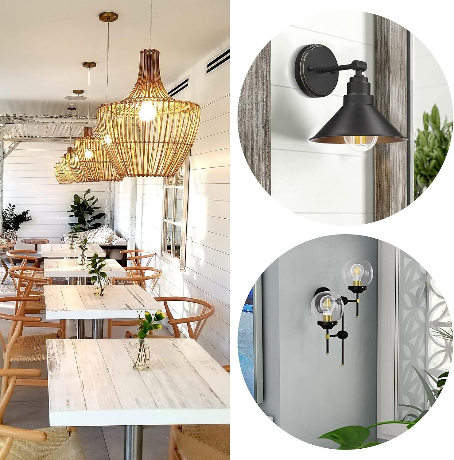 A19 E26 Base Dimmable Edison LED Bulb, Vintage Clear Glass LED Filament Bulb for Home, Wall Sconce, Chandelier, 6 Pack