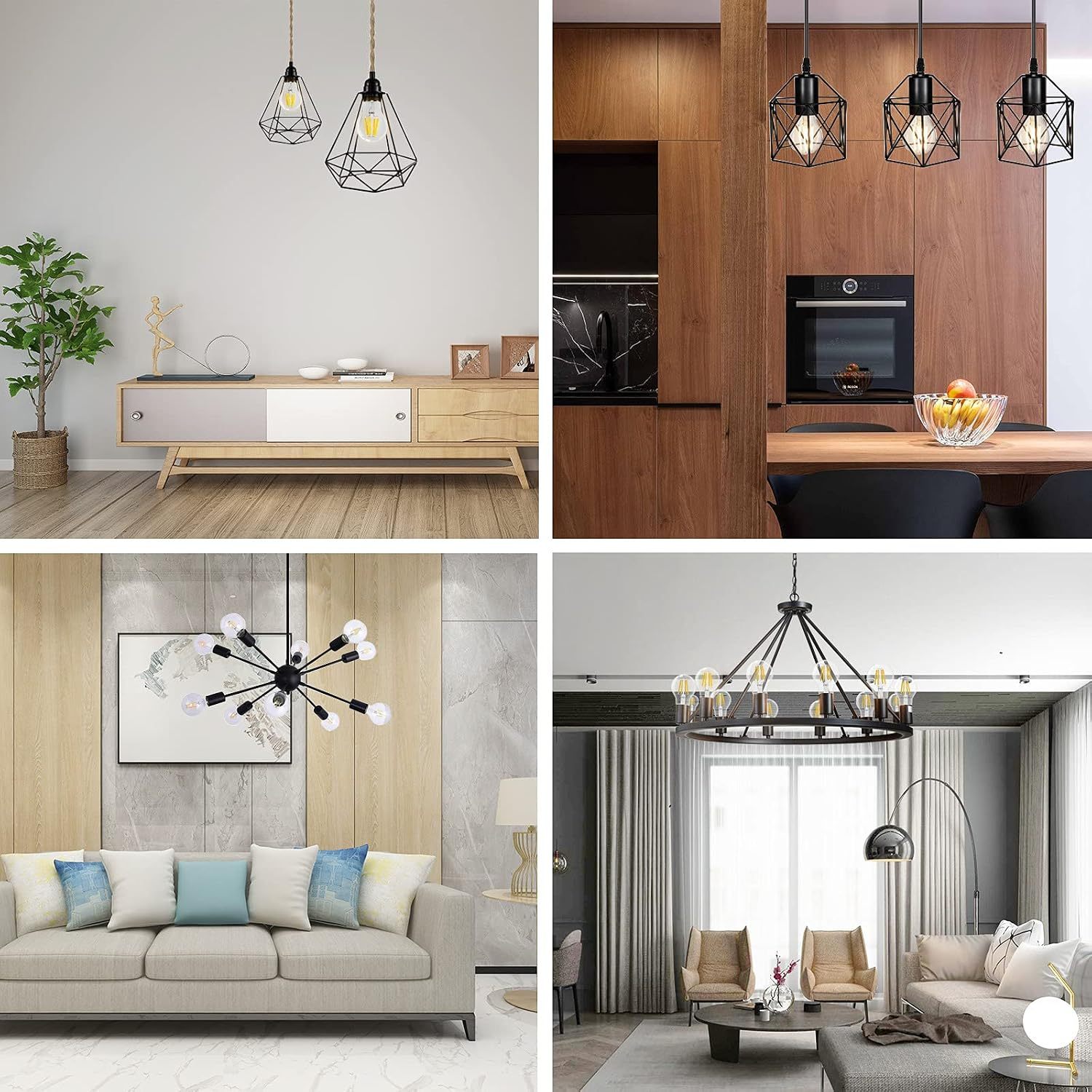 A19 E26 Base Dimmable Edison LED Bulb, Vintage Clear Glass LED Filament Bulb for Home, Wall Sconce, Chandelier, 6 Pack