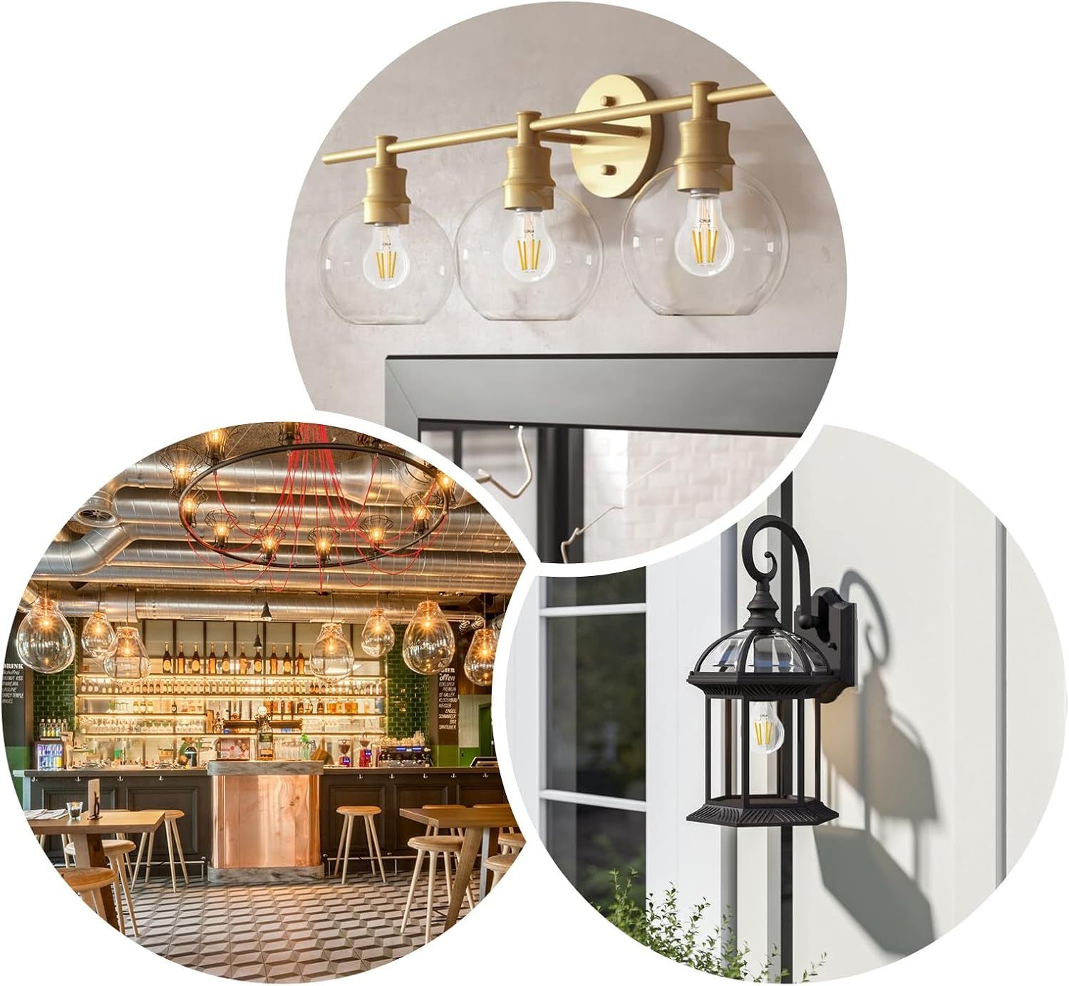 A19 E26 Base Dimmable Edison LED Bulb, Vintage Clear Glass LED Filament Bulb for Home, Wall Sconce, Chandelier, 6 Pack