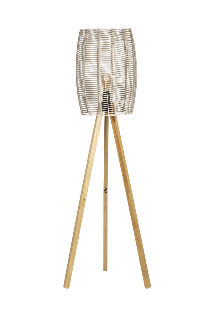 Floor Lamp Modern Living Room Bedroom Floor Lamp E27, Lamp Base: Wooden Floor Lampshade, Natural